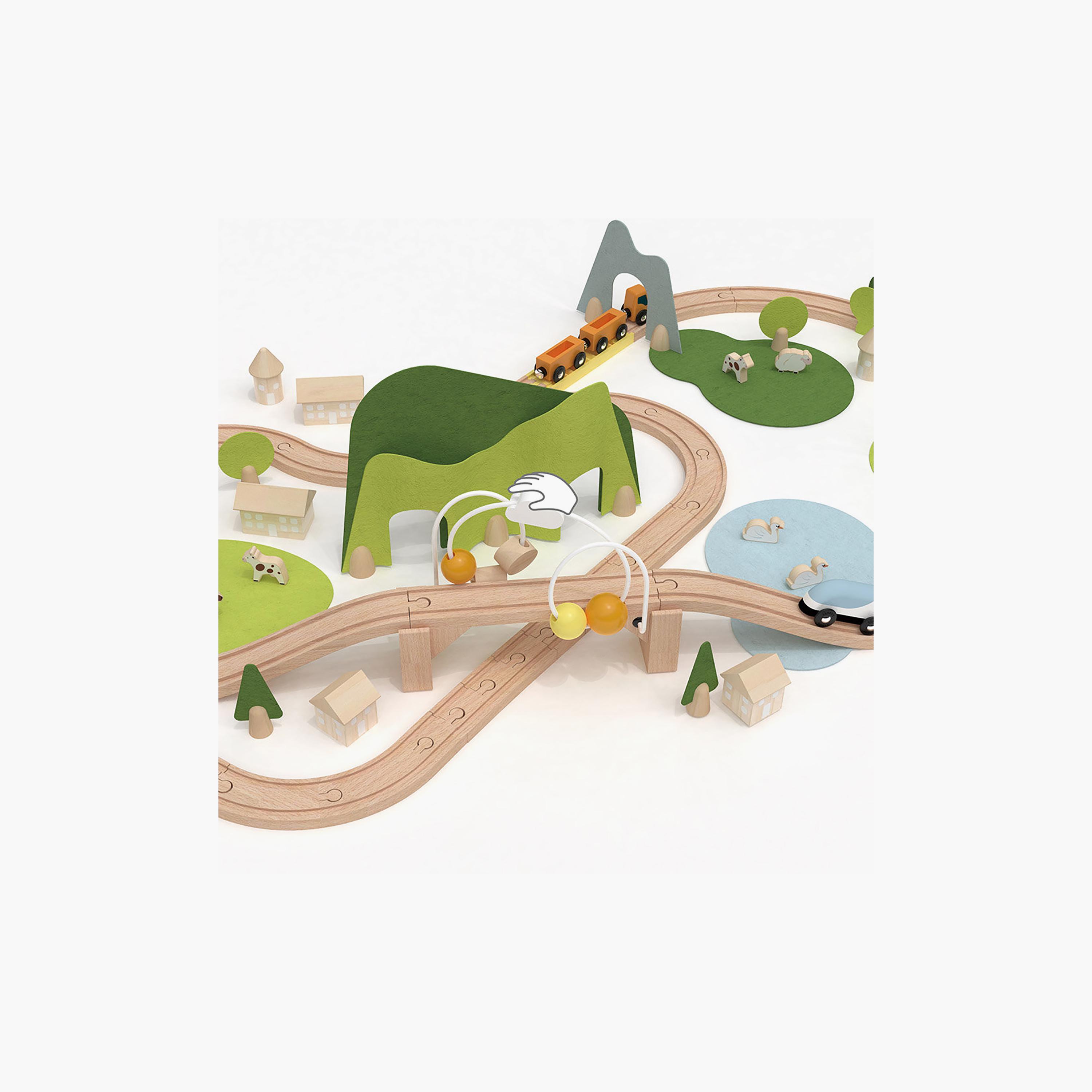 طقم قطار خشبي طبيعي جديد 100 قطعة من كلاسيك ورلد-toys-playvehicles-trainsandbuses-image-2