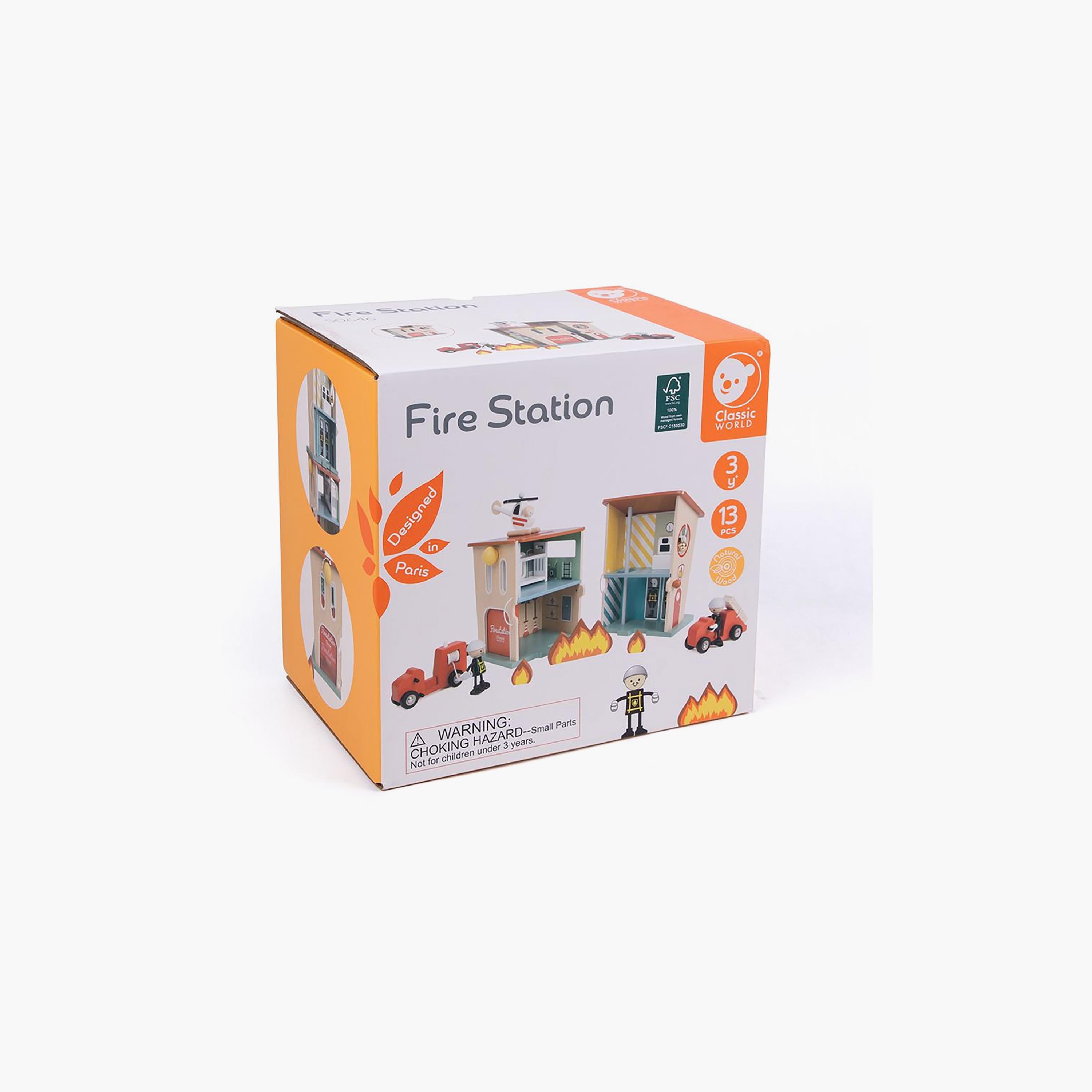 طقم لعب محطة إطفاء خشبية من 13 قطعة من كلاسيك وورلد-toys-playvehicles-vehicleplaysets-image-8