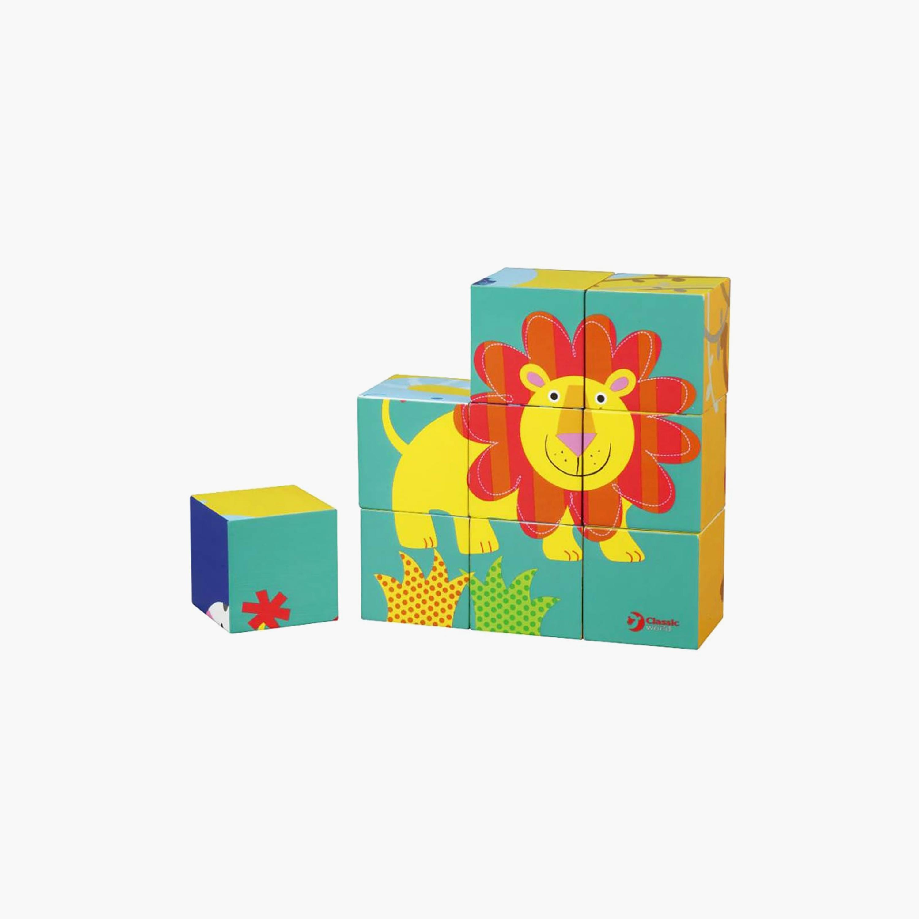 Classic World 9-Piece Wooden Wild Animal Block Puzzle Playset-toys-buildingblocks-blocks-image-1