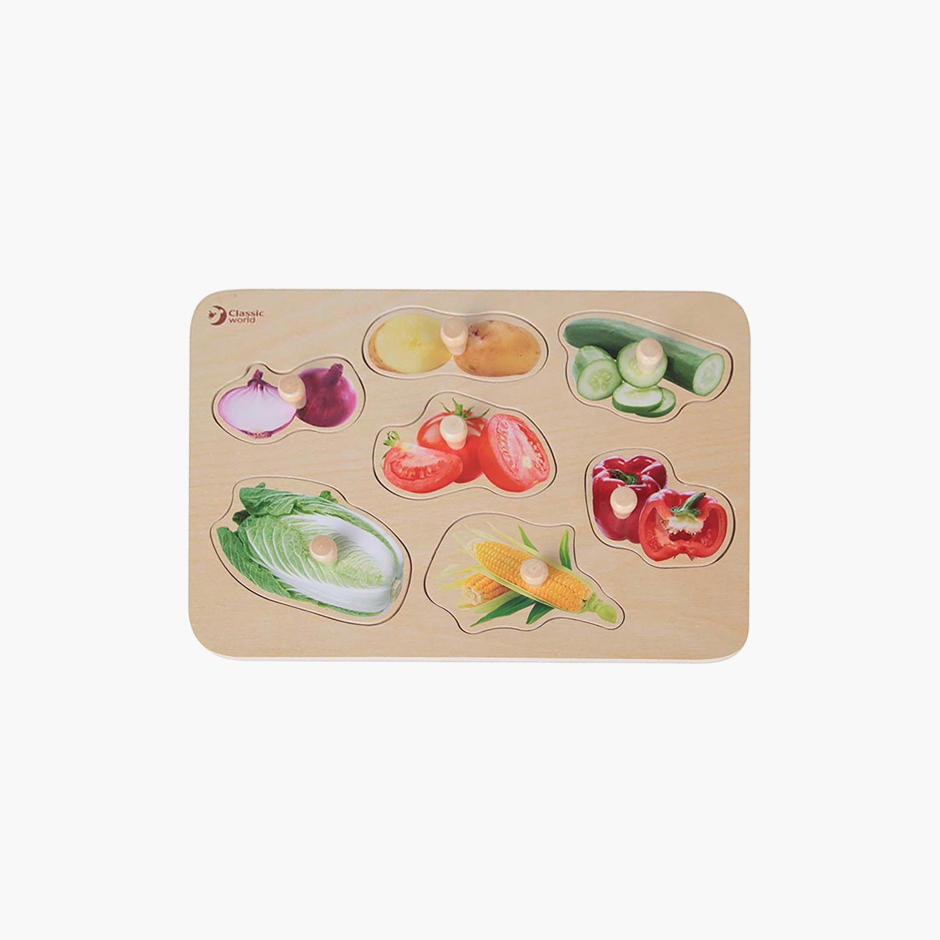 لعبة أحجية خضروات خشبية 8 قطع من كلاسيك وورلد-toys-indoortoys-puzzles-image-1