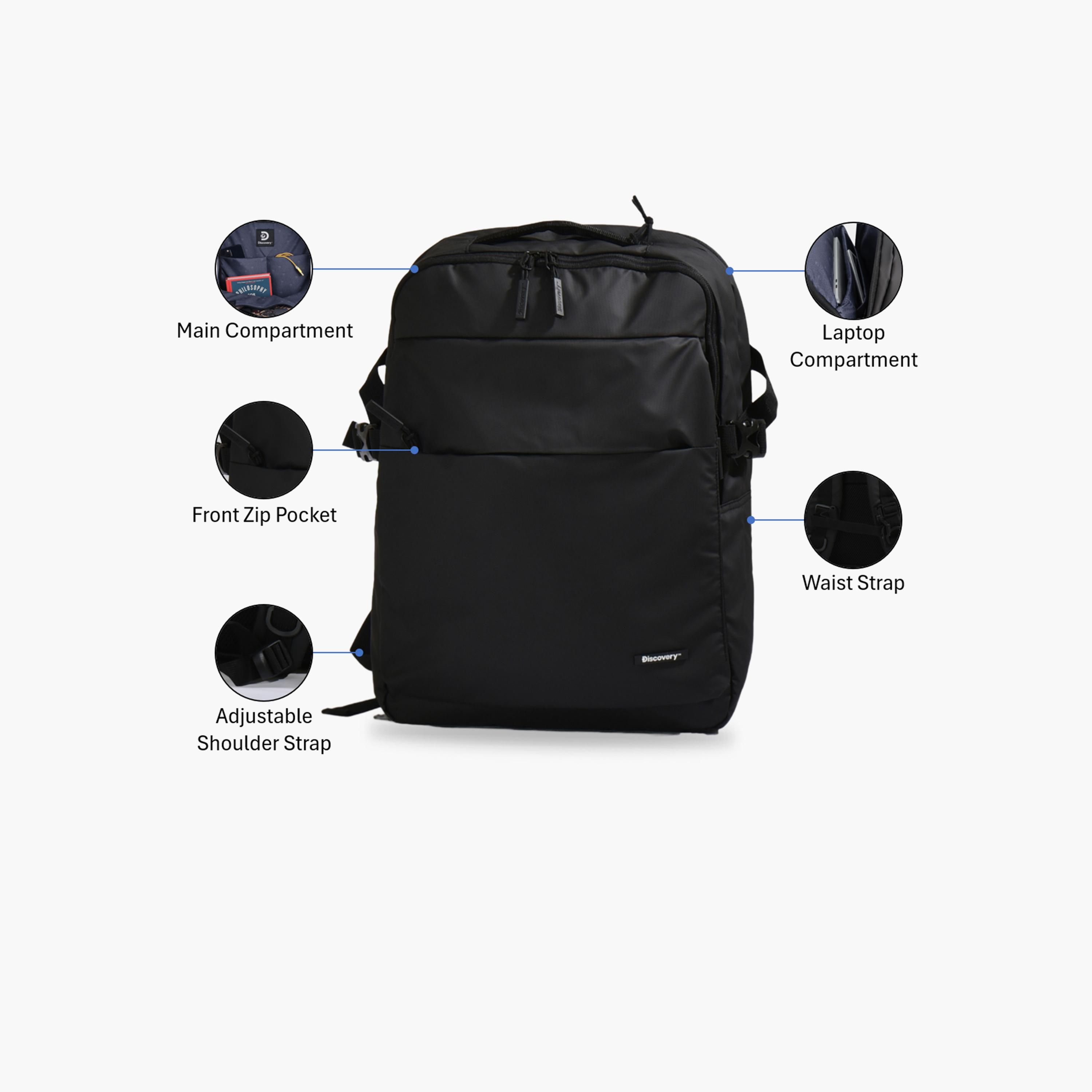 Discovery | 16.5 Inches Backpack, Polyurethane, Adjustable Strap | D03441-travel-luggagesandbags-backpacks-image-3