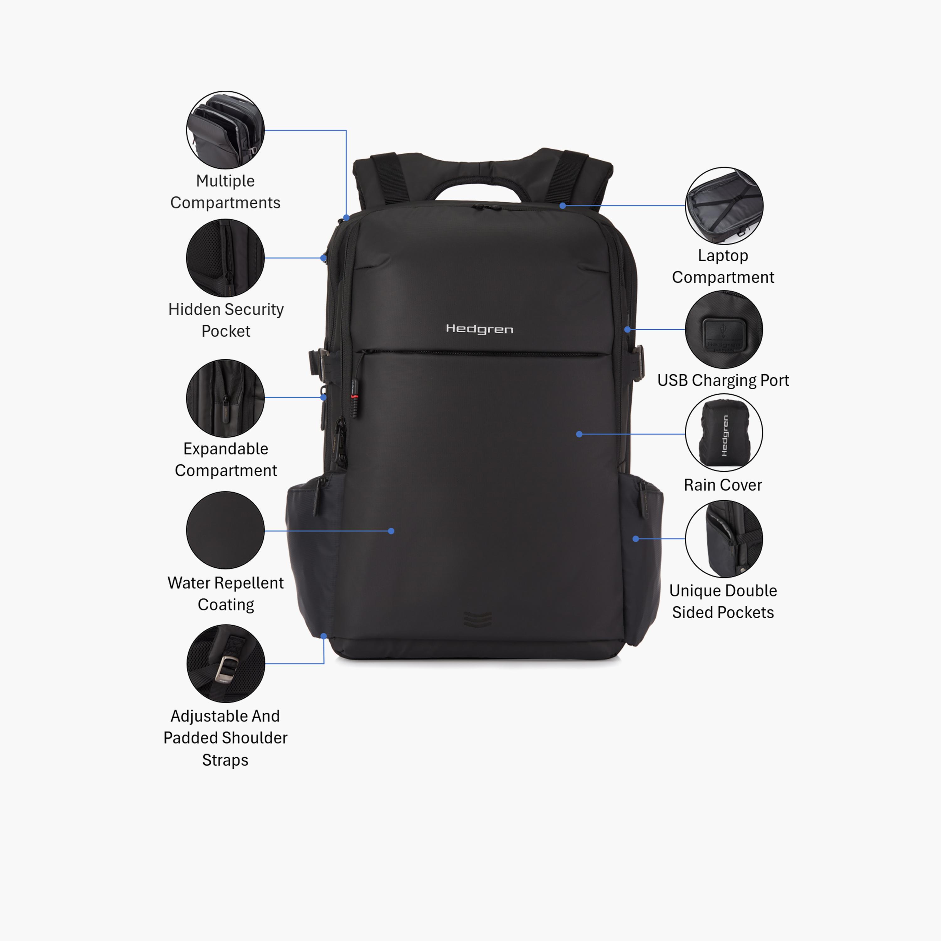 Hedgren | 15.6 Inches Backpack, Polyester, Adjustable Strap | HCOM06-21-travel-luggagesandbags-backpacks-image-3