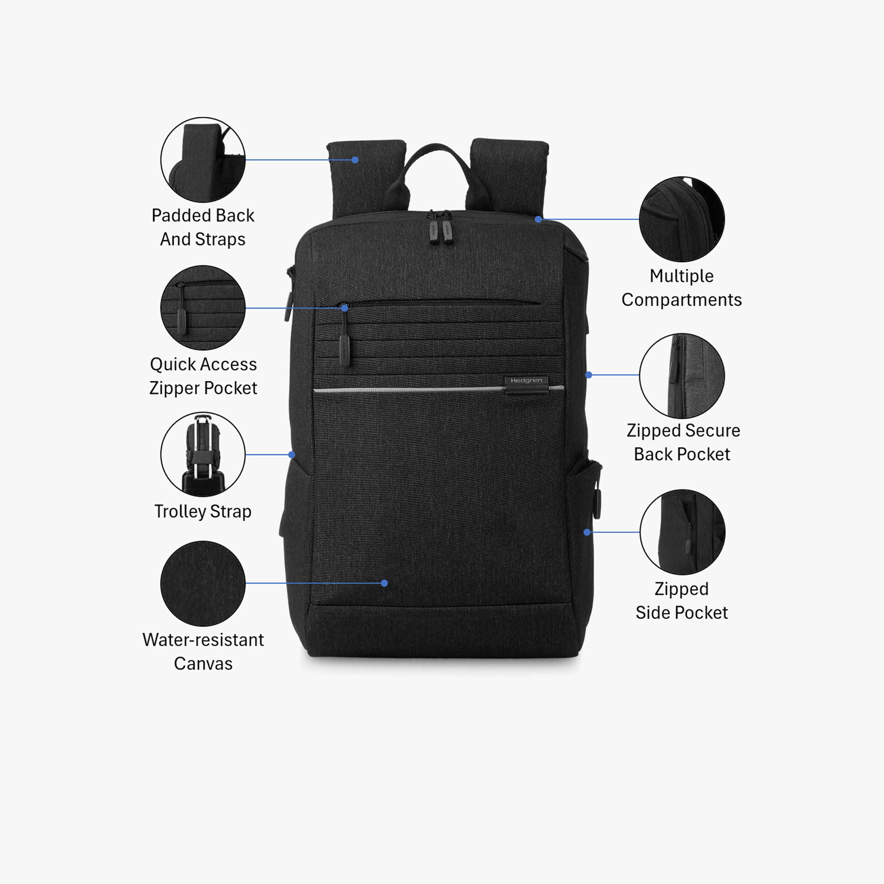 Hedgren | 15.6 Inches Backpack, Polyester, Adjustable Strap | HLNO04-01-travel-luggagesandbags-backpacks-image-3