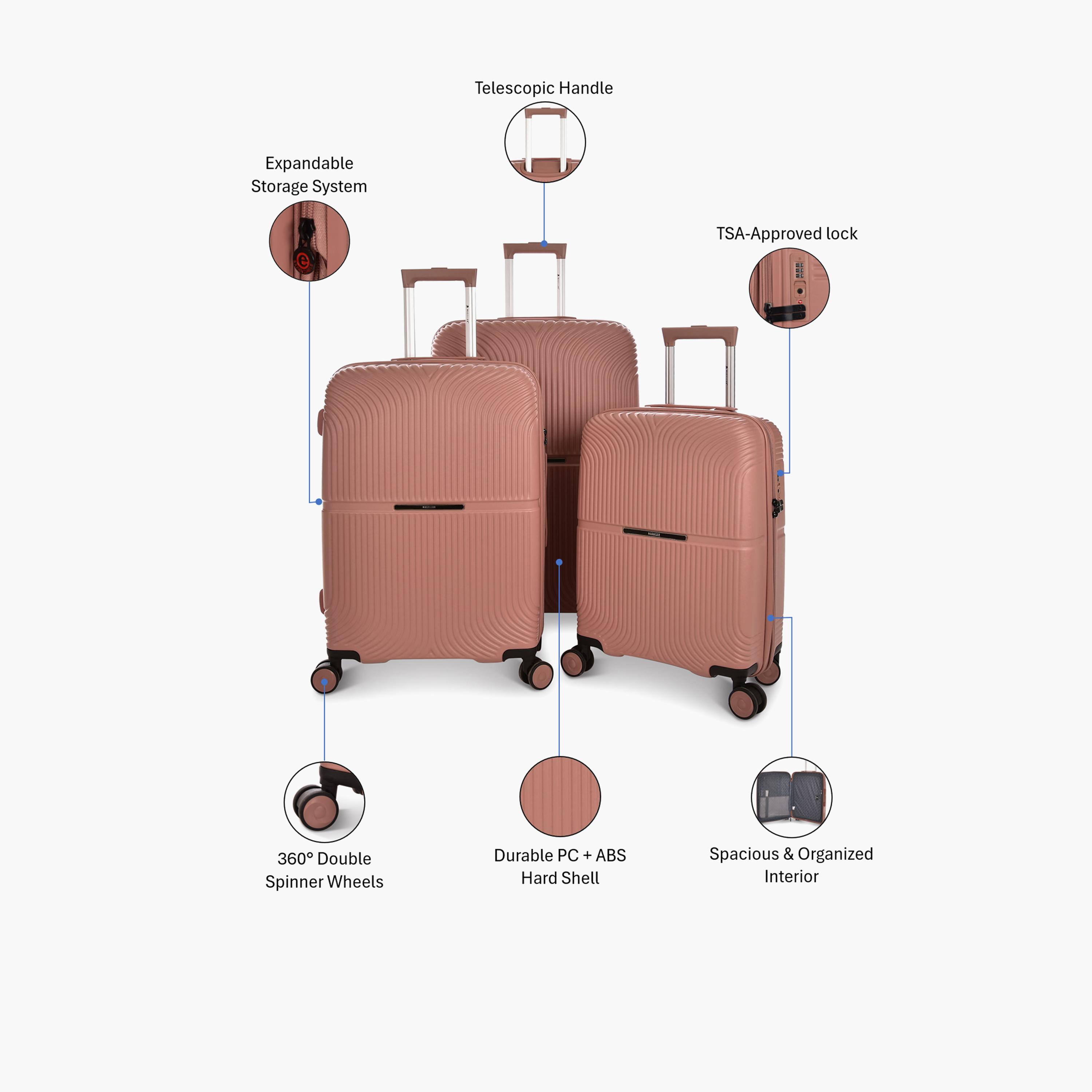 ماجلان - طقم شنط سفر 3 قطع جوانب صلبة من ABS والبولي كربونات أربع عجلات دوارة قفل TSA-travel-luggagesandbags-luggage-image-2