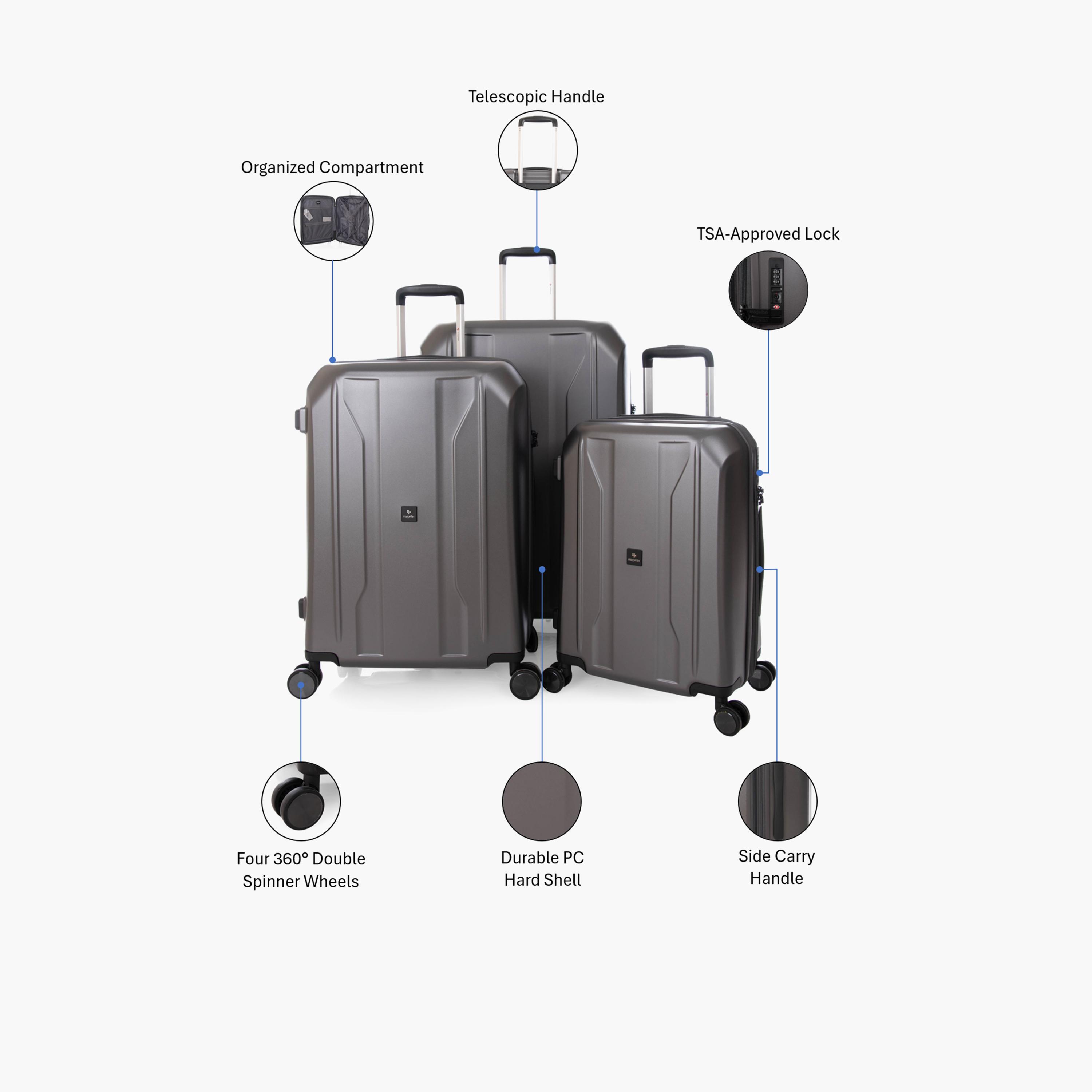 ماجلان - طقم شنط سفر 3 قطع جوانب صلبة من ABS والبولي كربونات أربع عجلات دوارة قفل TSA-travel-luggagesandbags-luggage-image-2