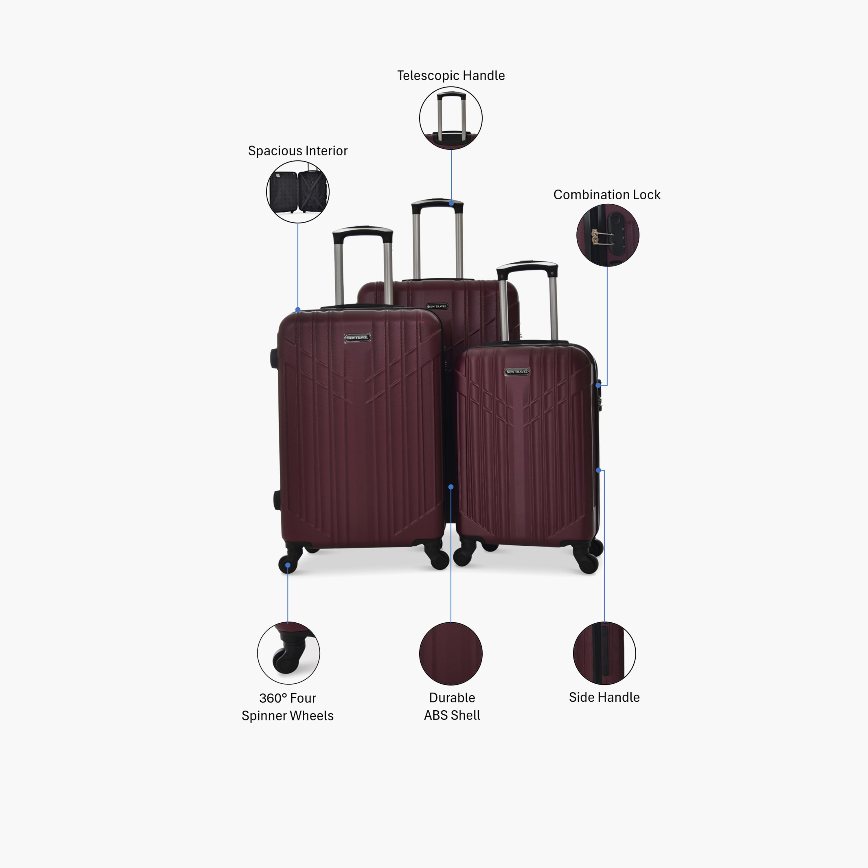 New Travel Set of 3 ABS Hard-Sided 4-Wheeler Spinner Trolley Bags with Combination Lock-travel-luggagesandbags-luggage-image-2