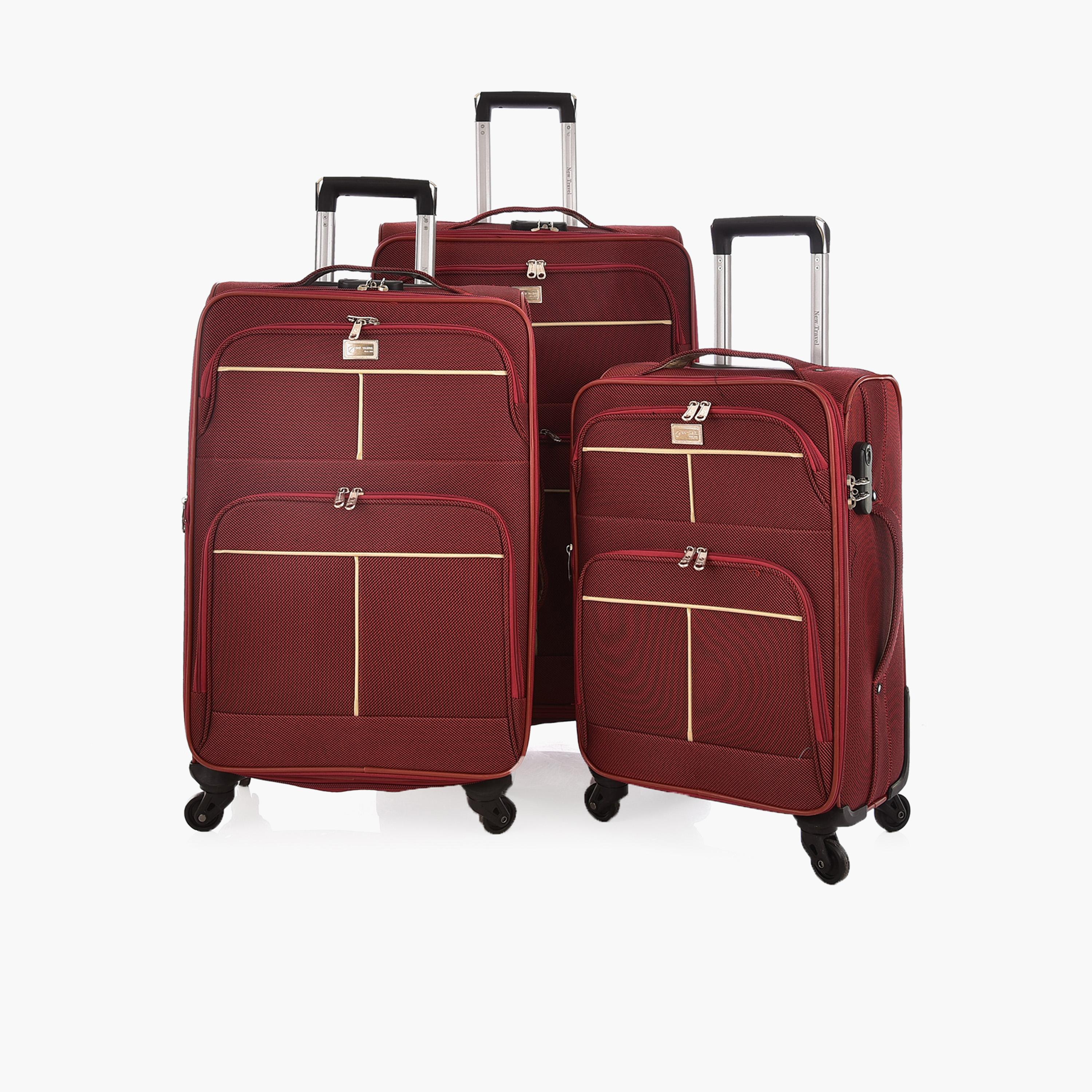 New Travel Set of 3 Textile Soft-Sided 4-Wheeler Spinner Trolley Bags with Combination Lock-travel-luggagesandbags-luggage-image-1