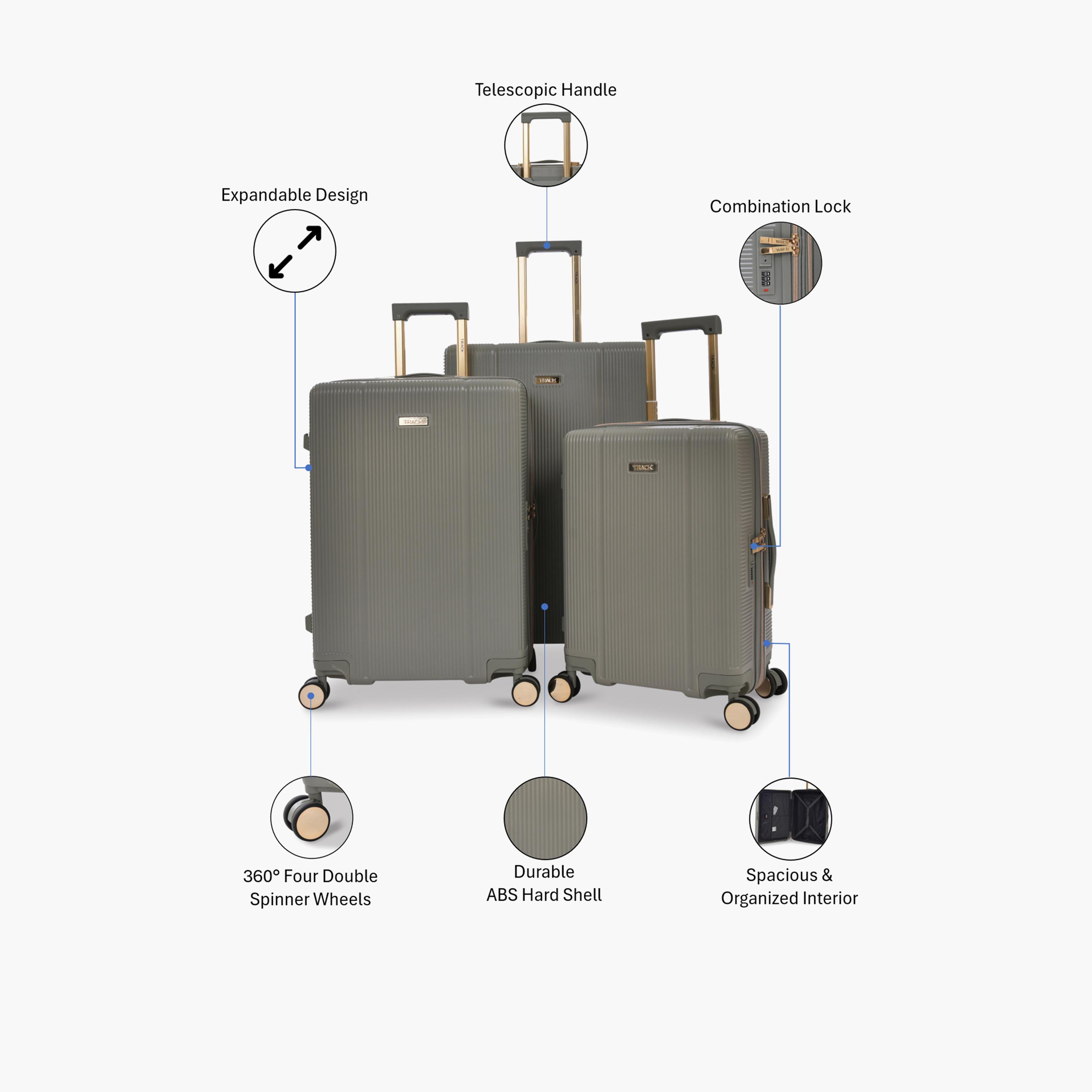 تراك - طقم شنط سفر 3 قطع جوانب ABS صلبة أربع عجلات دوارة قفل برقم سري-travel-luggagesandbags-luggage-image-2