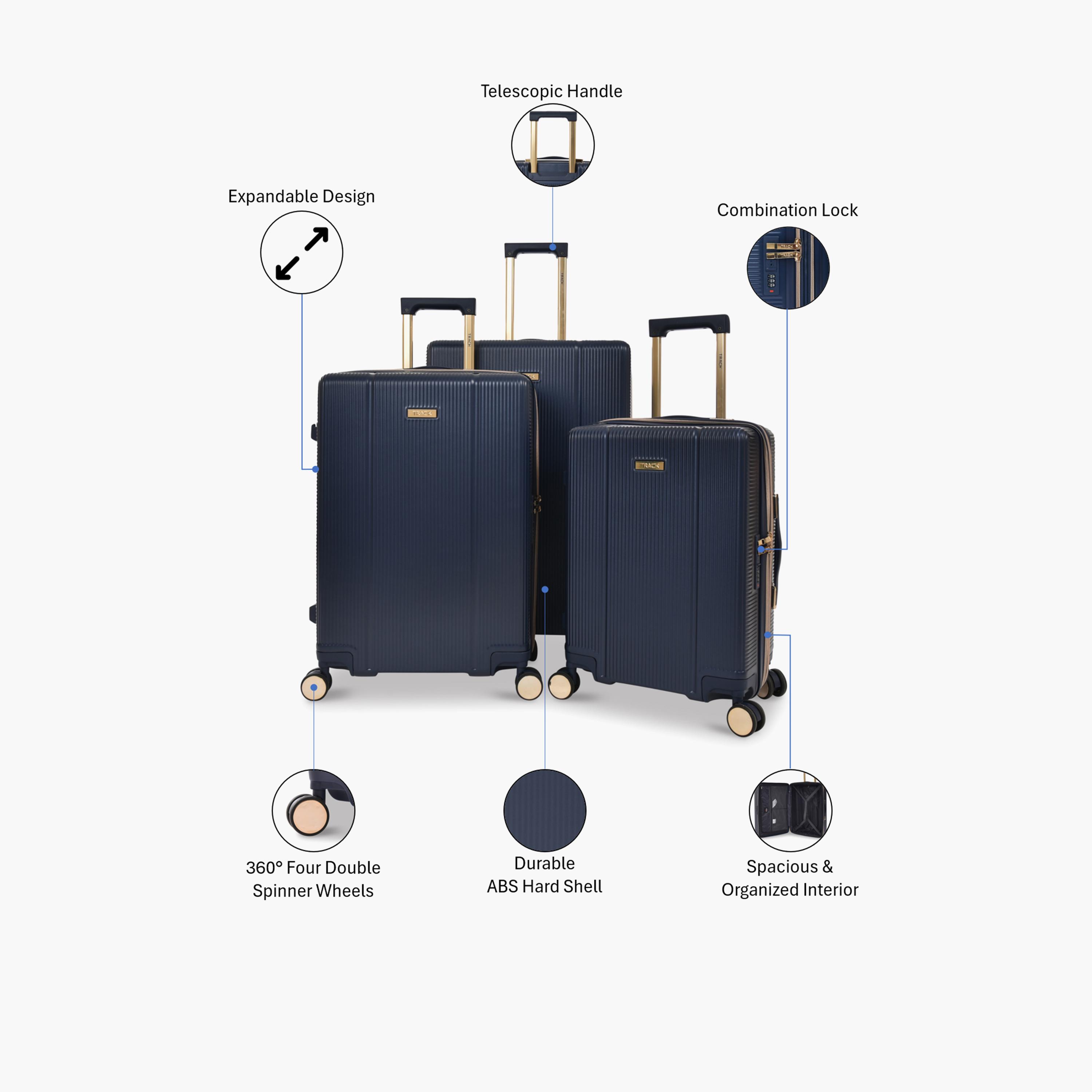 تراك - طقم شنط سفر 3 قطع جوانب ABS صلبة أربع عجلات دوارة قفل برقم سري-travel-luggagesandbags-luggage-image-2