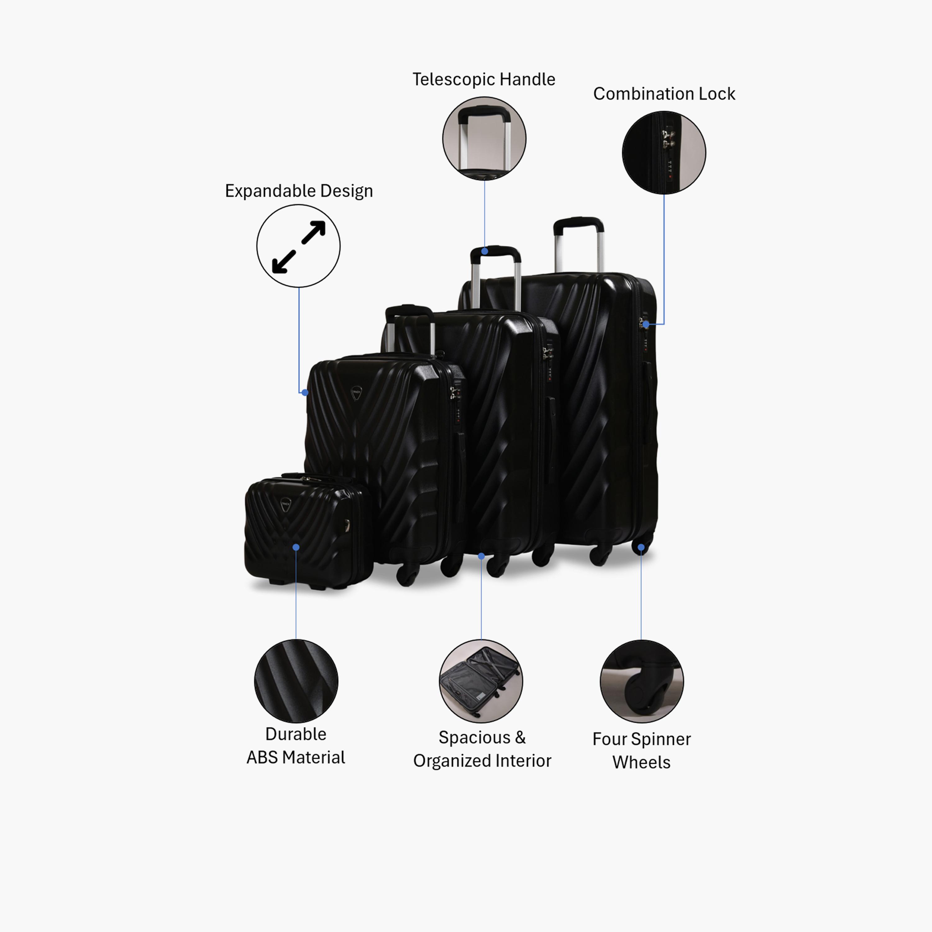 Track Set of 4 ABS Hard-Sided 4-Wheeler Spinner Trolley Bags with Combination Lock-travel-luggagesandbags-luggage-image-2