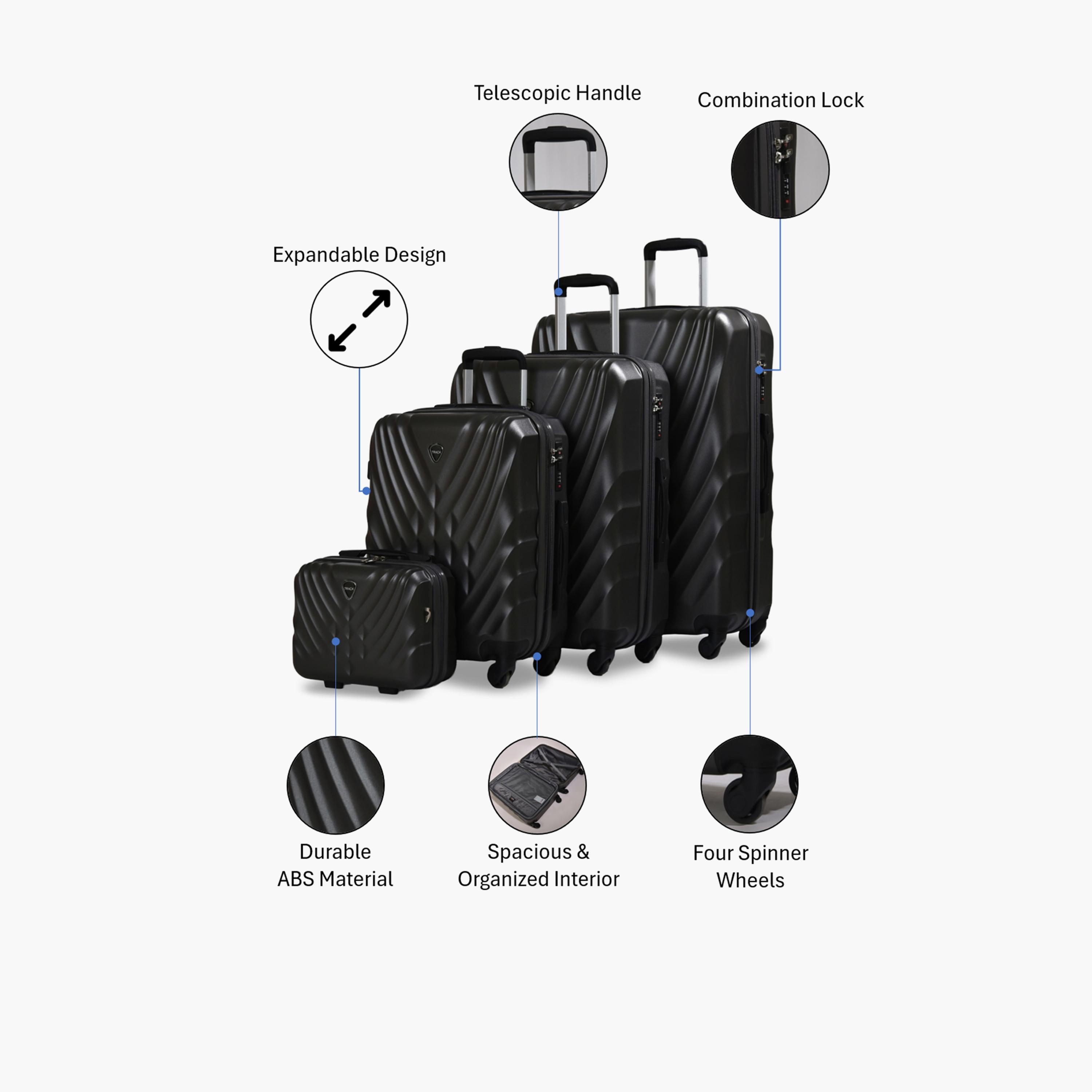 Track Set of 4 ABS Hard-Sided 4-Wheeler Spinner Trolley Bags with Combination Lock-travel-luggagesandbags-luggage-image-2
