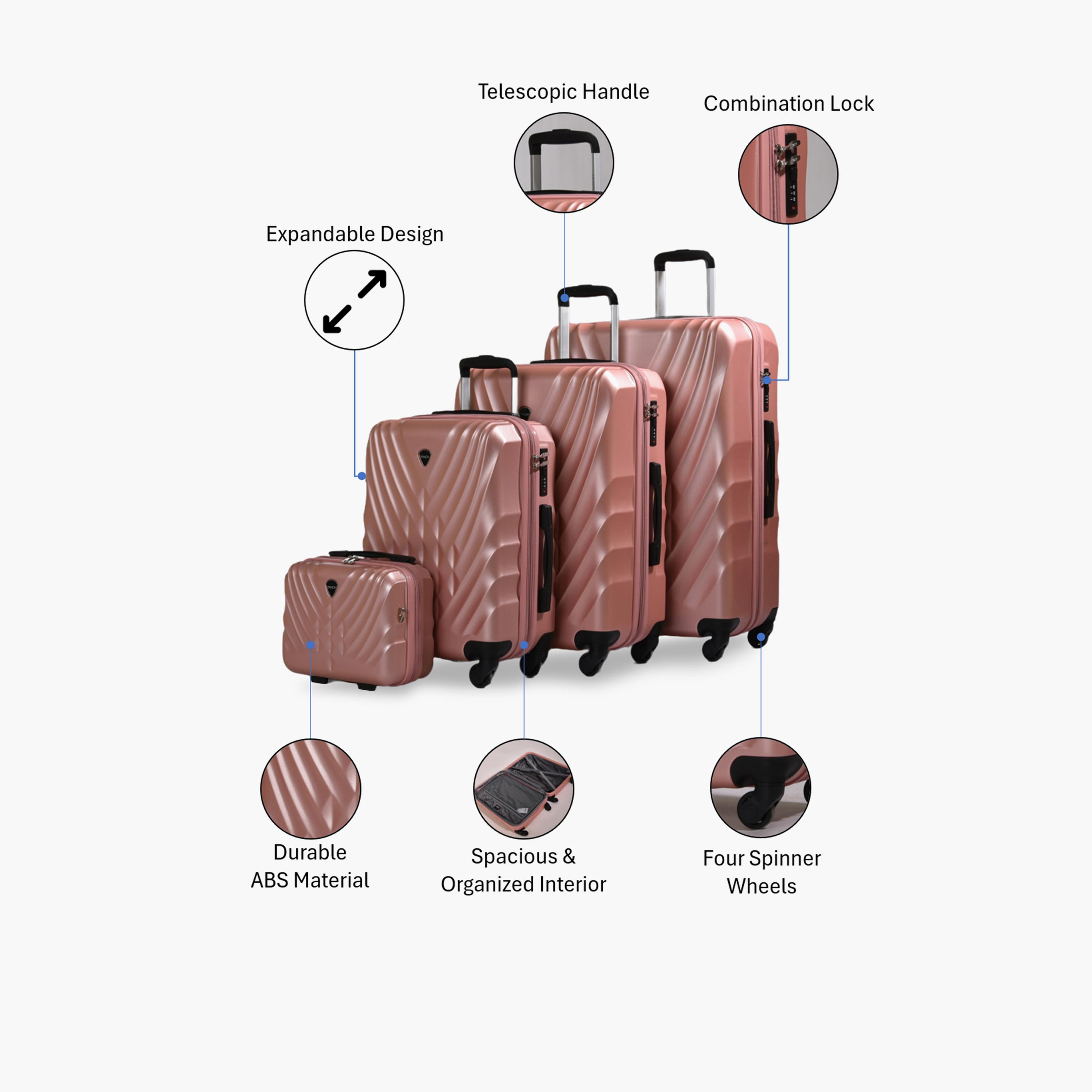 Track Set of 4 ABS Hard-Sided 4-Wheeler Spinner Trolley Bags with Combination Lock-travel-luggagesandbags-luggage-image-2