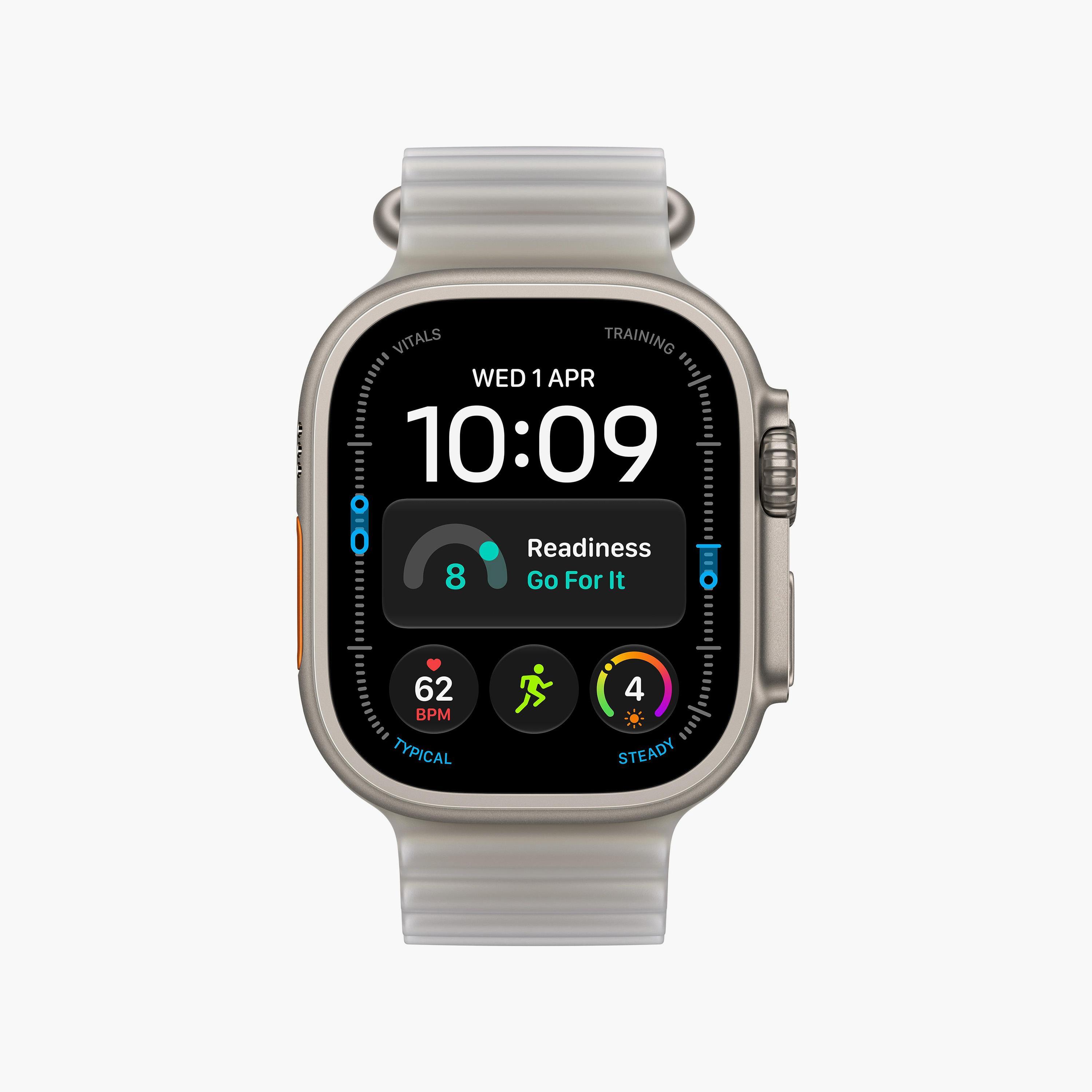ساعة أبل ألترا 4 مقاس 49mm GPS + شريحة تيتانيوم طبيعي سوار أوشن رمادي شفاف-men-watchesandjewellery-watches-image-1