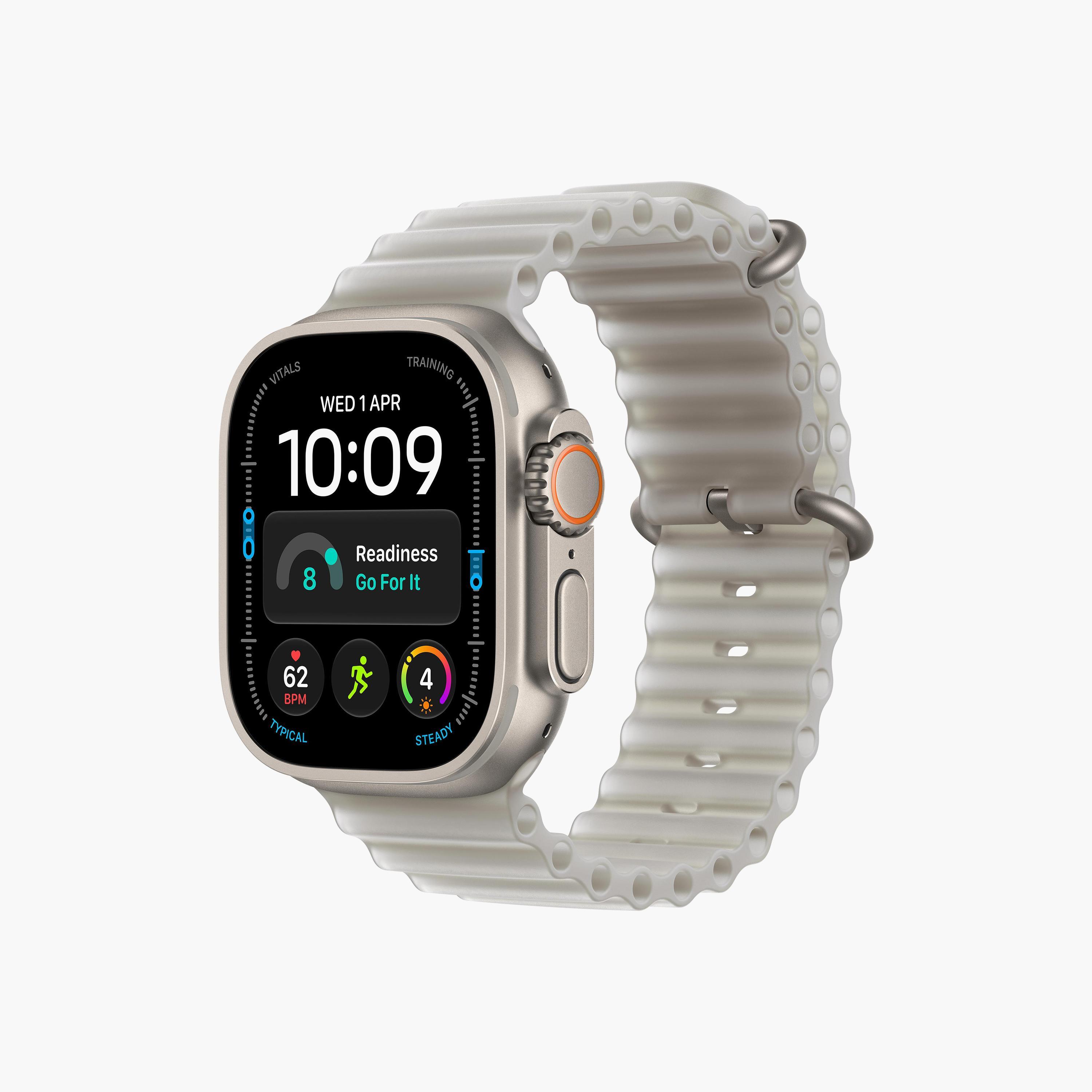 ساعة أبل ألترا 4 مقاس 49mm GPS + شريحة تيتانيوم طبيعي سوار أوشن رمادي شفاف-men-watchesandjewellery-watches-image-2