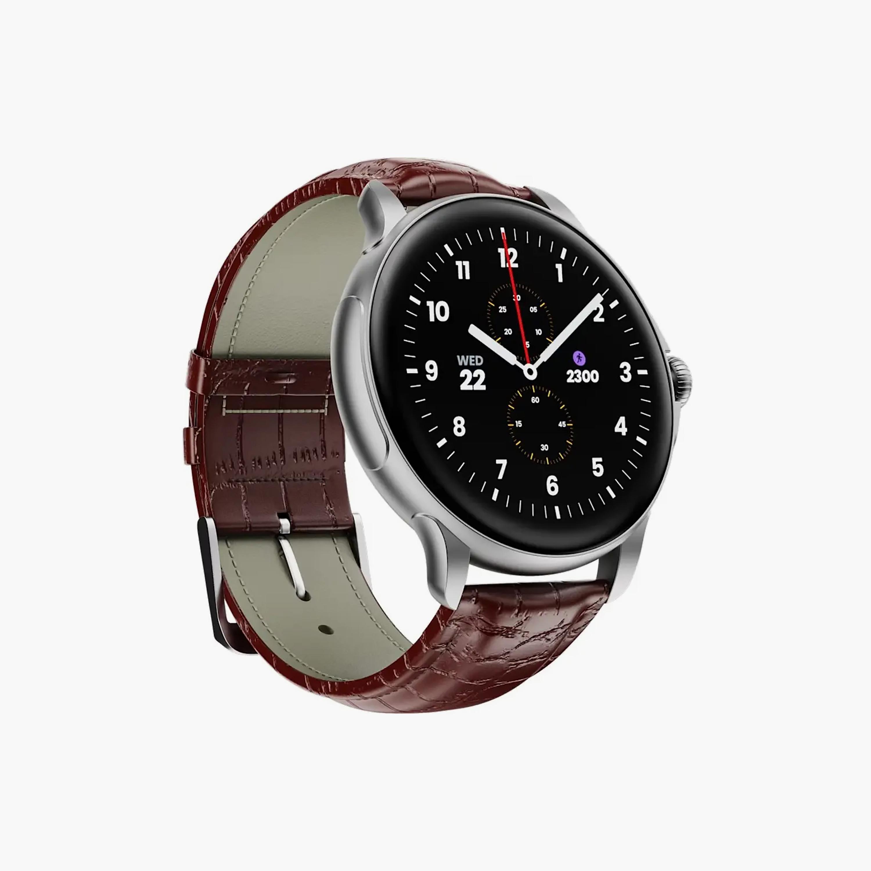 HMD X1 Smartwatch Silver Leather | ACHMD7000000377AE-men-watchesandjewellery-watches-image-2