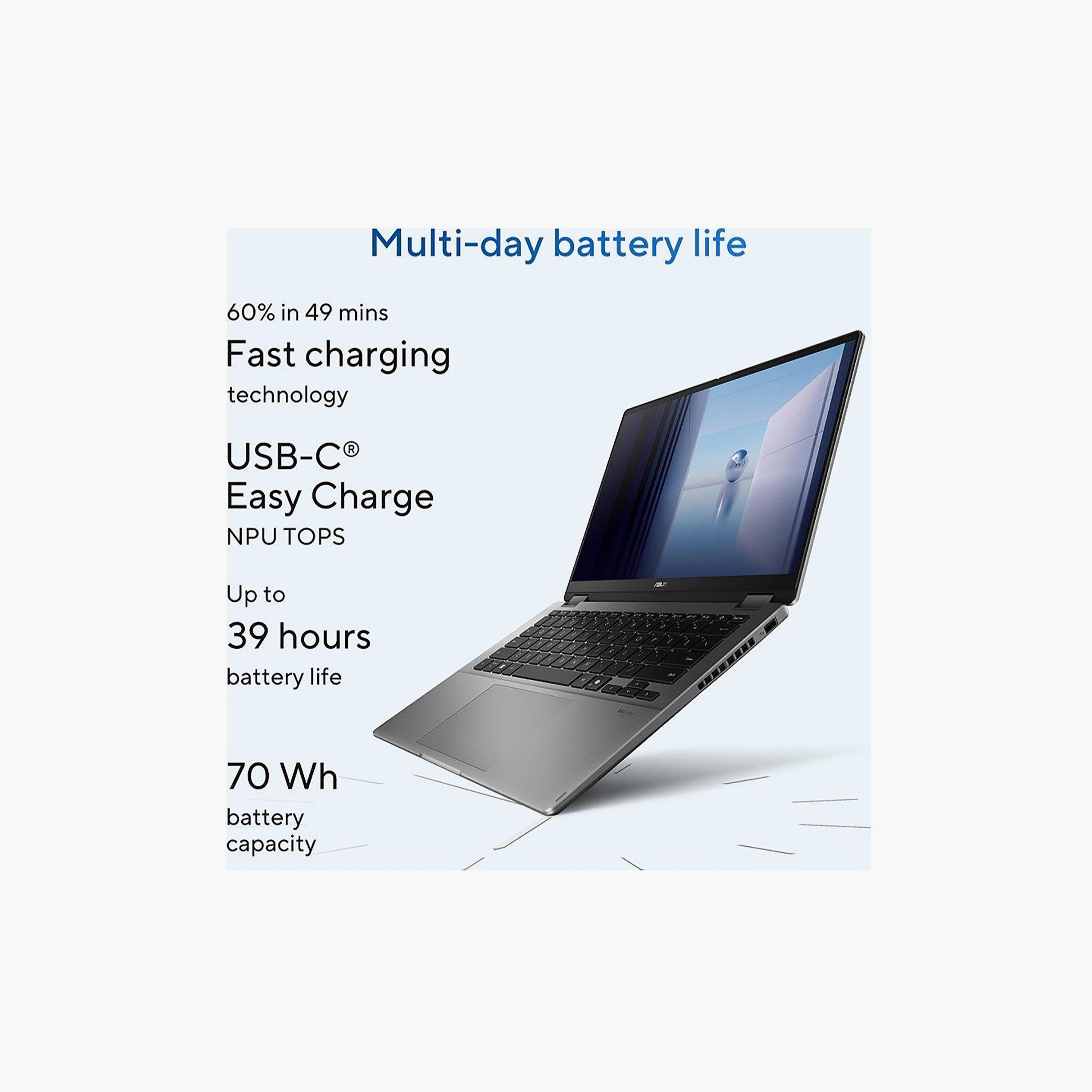 Asus Vivobook 14 Flip Ultra 7 16GB LPDDR5X 512GB SSD Touch 14-inch Win11 Home Gray | TP3407SA-SG161W-PROMO_EMAX_AE_ENBD_131026-image-9
