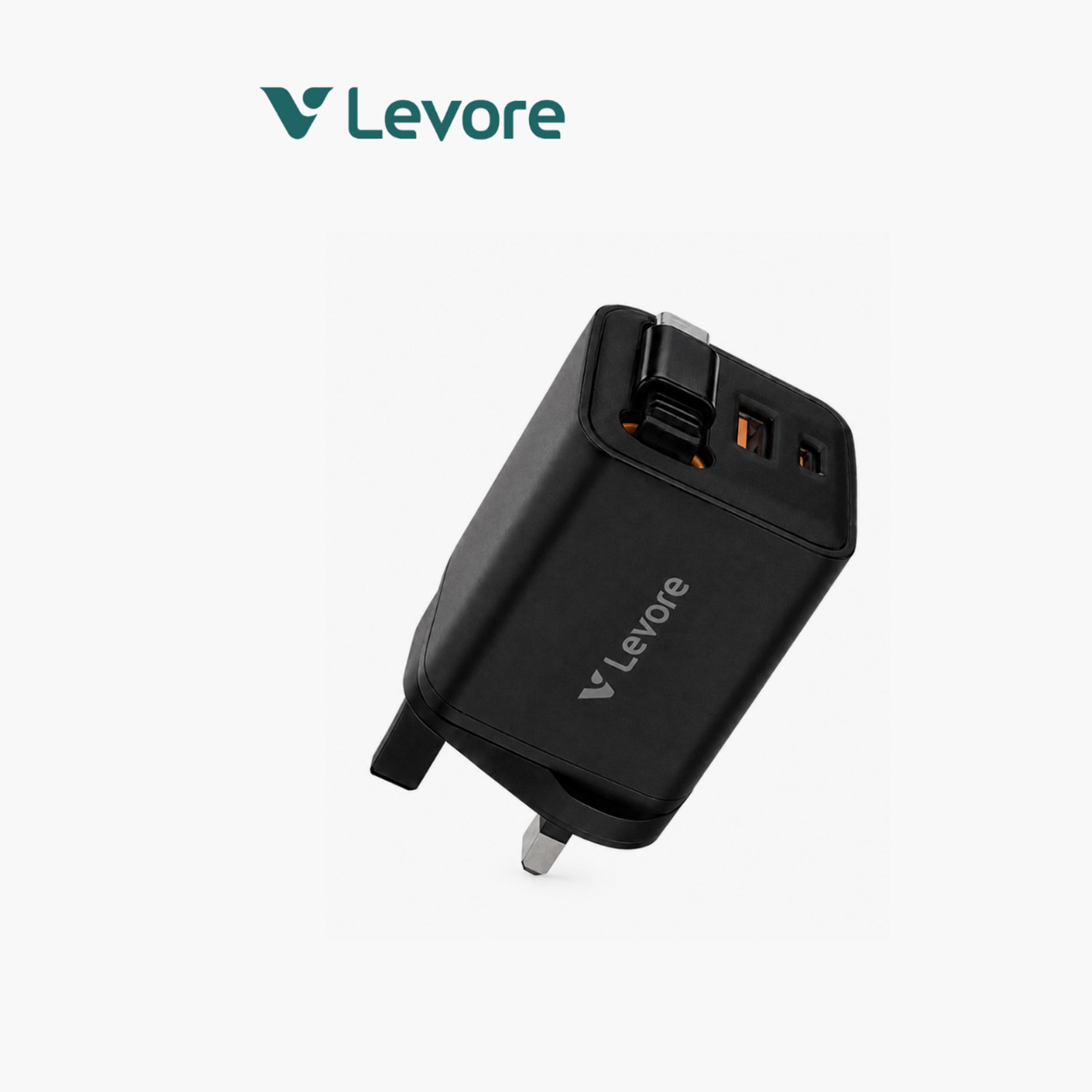 ليفور - شاحن حائط USB-C وUSB بتقنية GaN مع كابل مدمج  65 واط - أسود-electronics-accessories-mobileaccesories-image-2