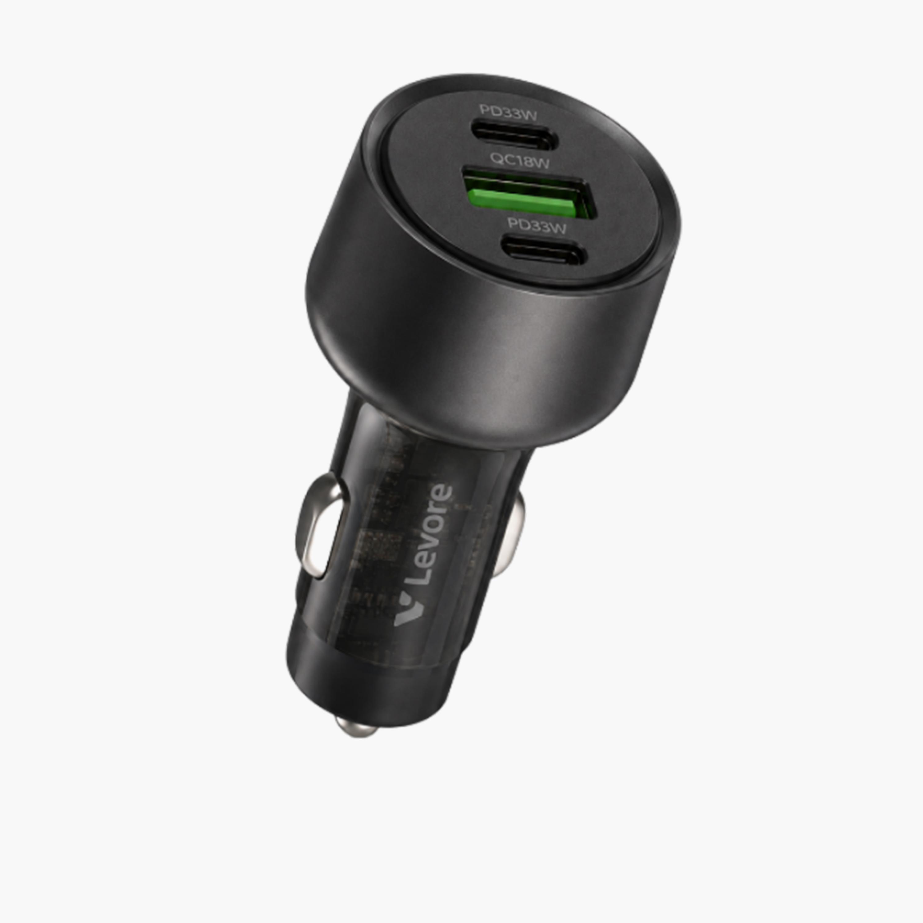 Levore Car Charger 2 USB-C and USB Ports 84W - Black-electronics-accessories-mobileaccesories-image-1