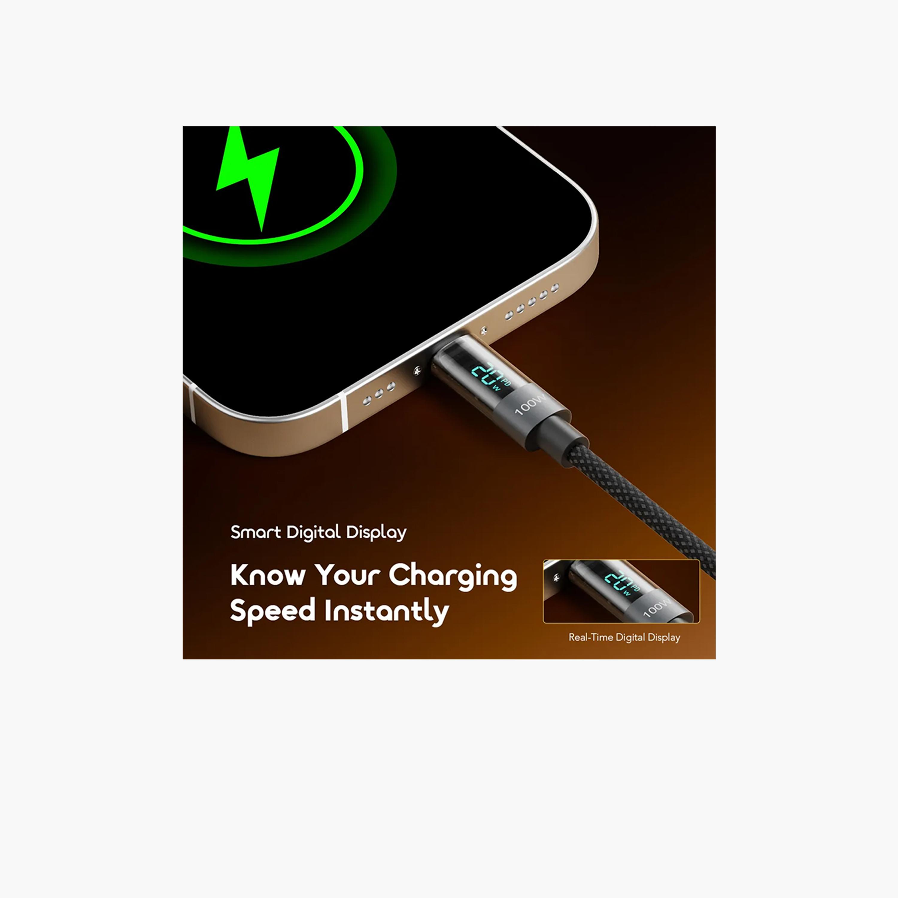 اورايمو - كابل Digline USB-C إلى USB-C 1.2 متر مع شاشة عرض قدرة 100 واط - أسود-electronics-accessories-mobileaccesories-image-5