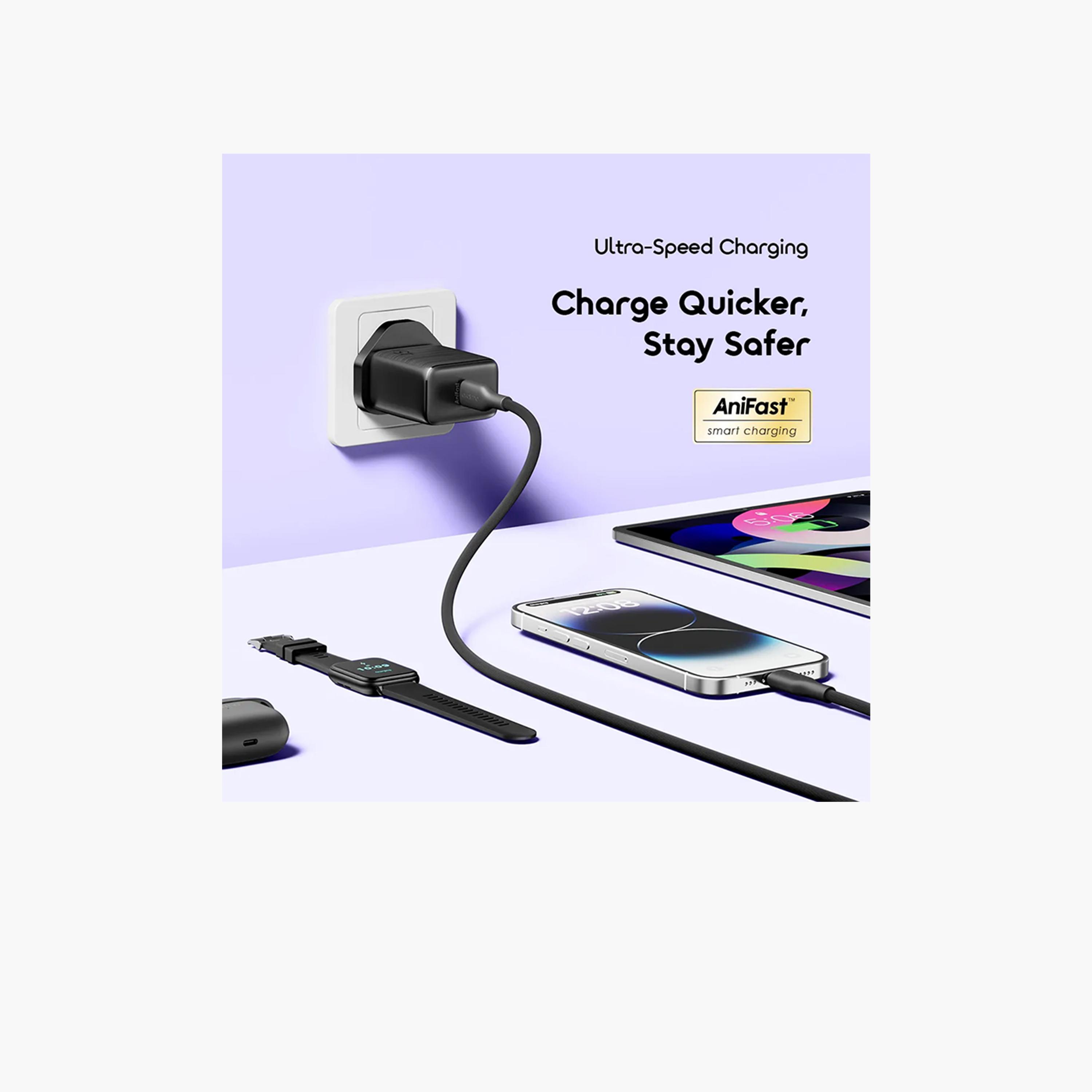 اورايمو - شاحن حائط باورجان 451 GaN منفذ USB-C قدرة 45 واط مع كابل USB-C - أسود-electronics-accessories-mobileaccesories-image-5