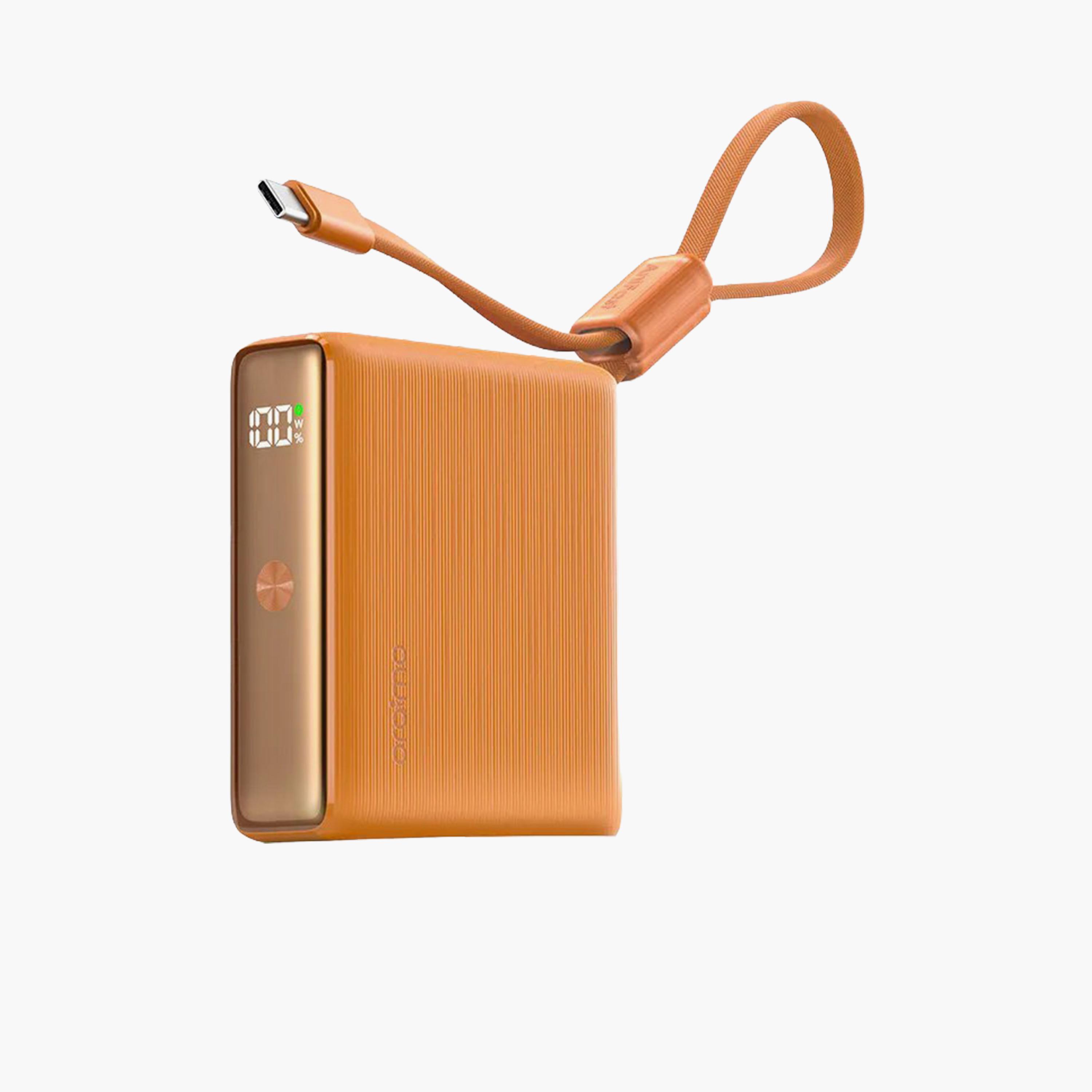 Oraimo PowerNova L11 Power Bank with USB-C and USB Ports, Built-in USB-C Cable 10000mAh 22.5W - Orange-electronics-accessories-mobileaccesories-image-1