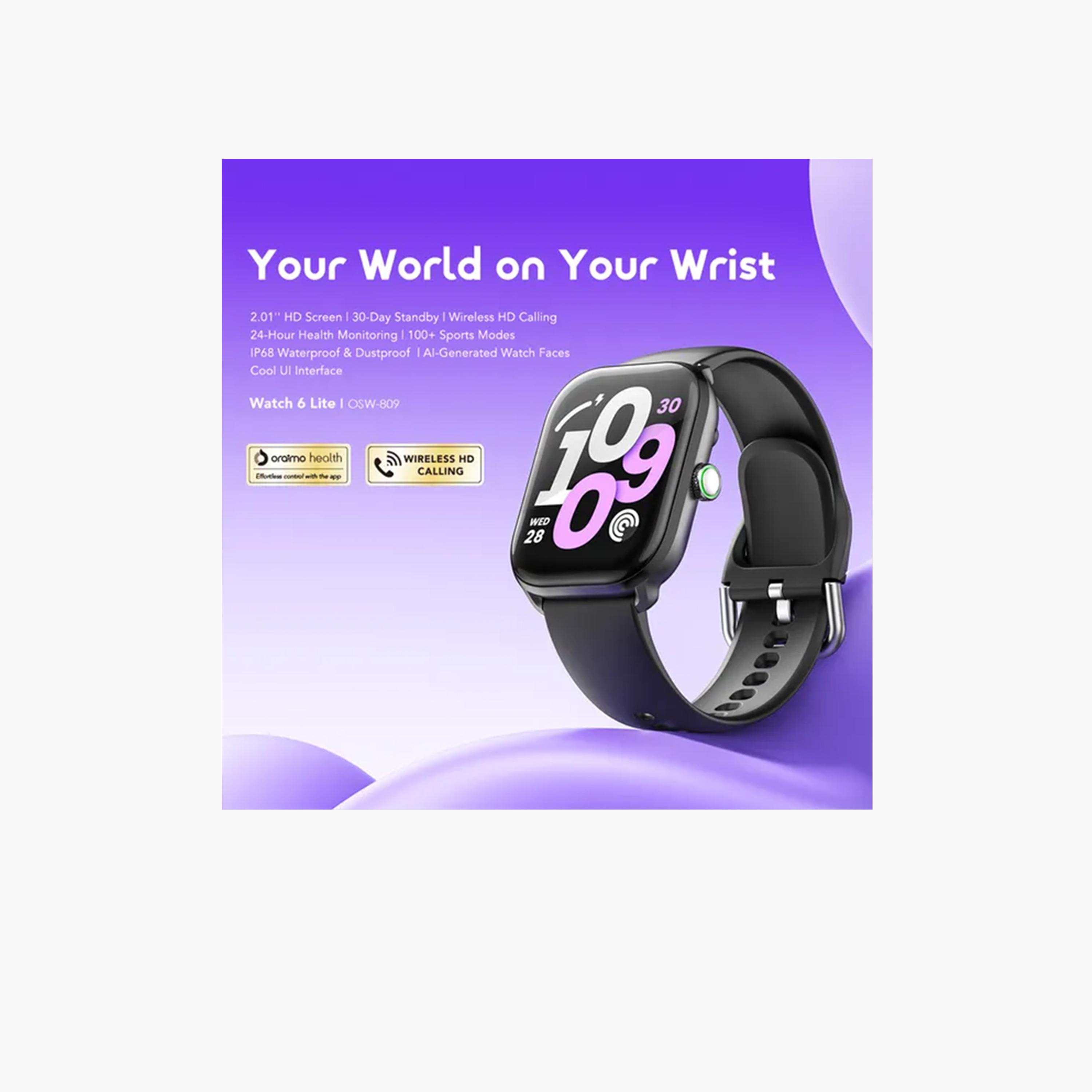 Oraimo Watch 6 Lite 2.01" Smartwatch with Cool UI Interface - Black-electronics-smartwatches-image-4