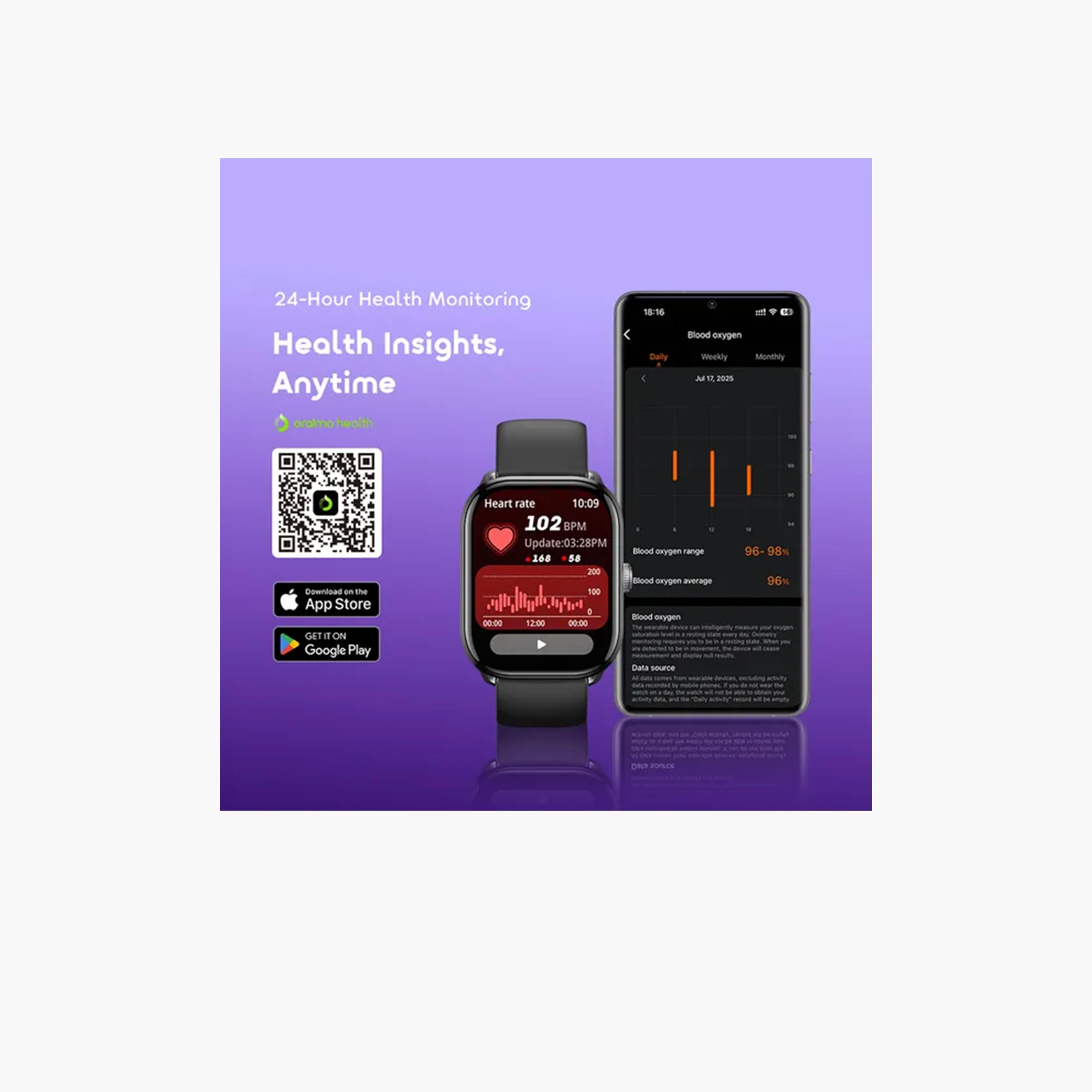 Oraimo Watch 6 Lite 2.01" Smartwatch with Cool UI Interface - Black-electronics-smartwatches-image-5