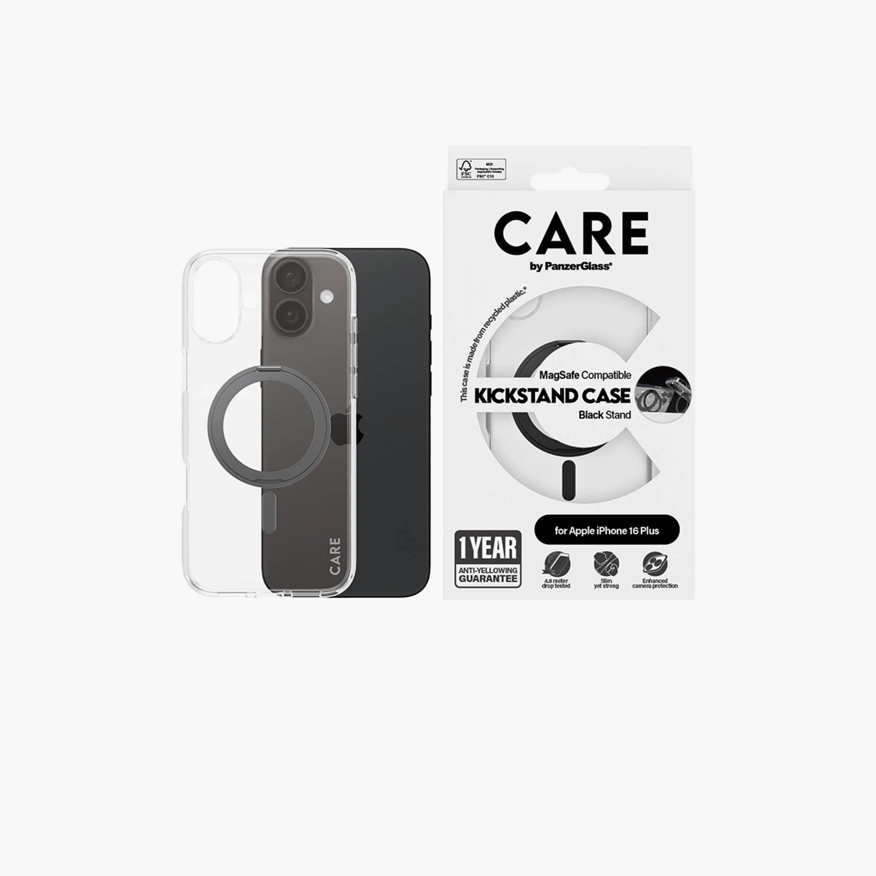 Panzer Glass CARE Case with Kickstand and MagSafe for iPhone 16 Plus - Clear Black-electronics-accessories-mobileaccesories-image-1