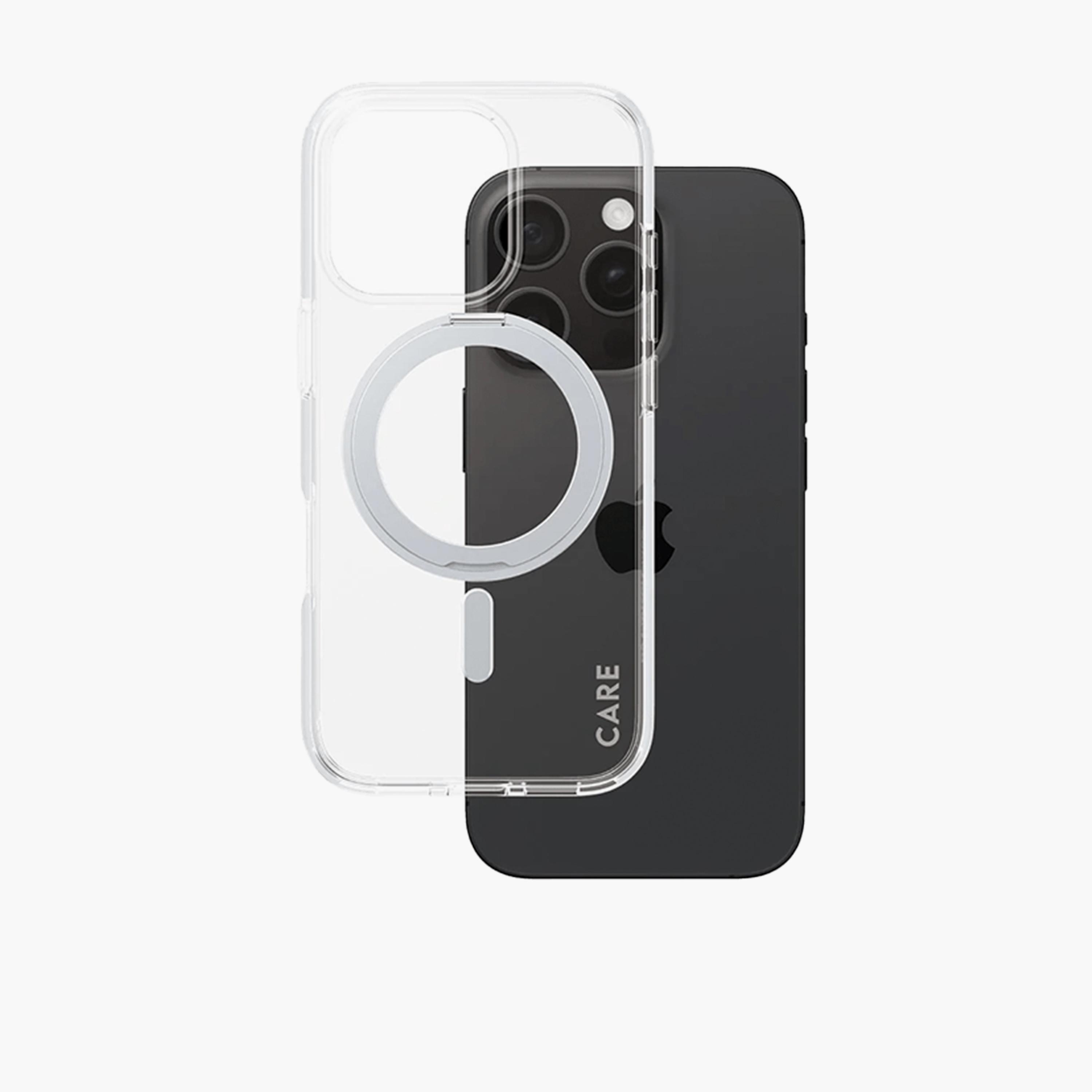 بانزر جلاس - حافظة هاتف كير مع مسند دعم تقنية Magسيف لهاتف آي فون 16 برو - أبيض شفاف-electronics-accessories-mobileaccesories-image-2