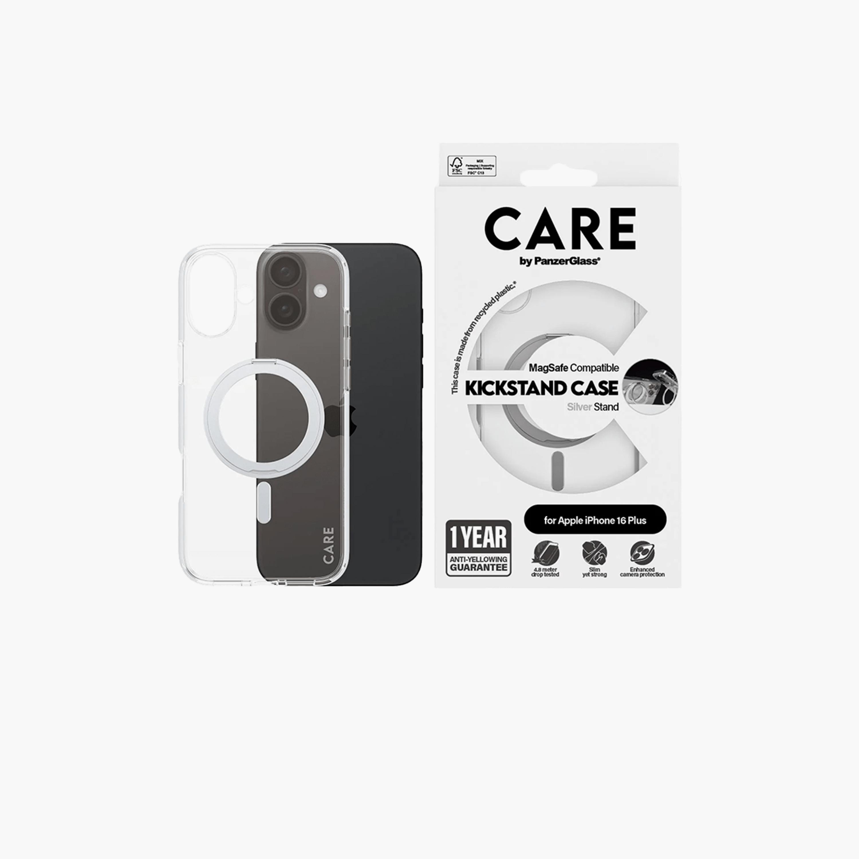 Panzer Glass CARE Case with Kickstand and MagSafe for iPhone 16 Plus - Clear White-electronics-accessories-mobileaccesories-image-1