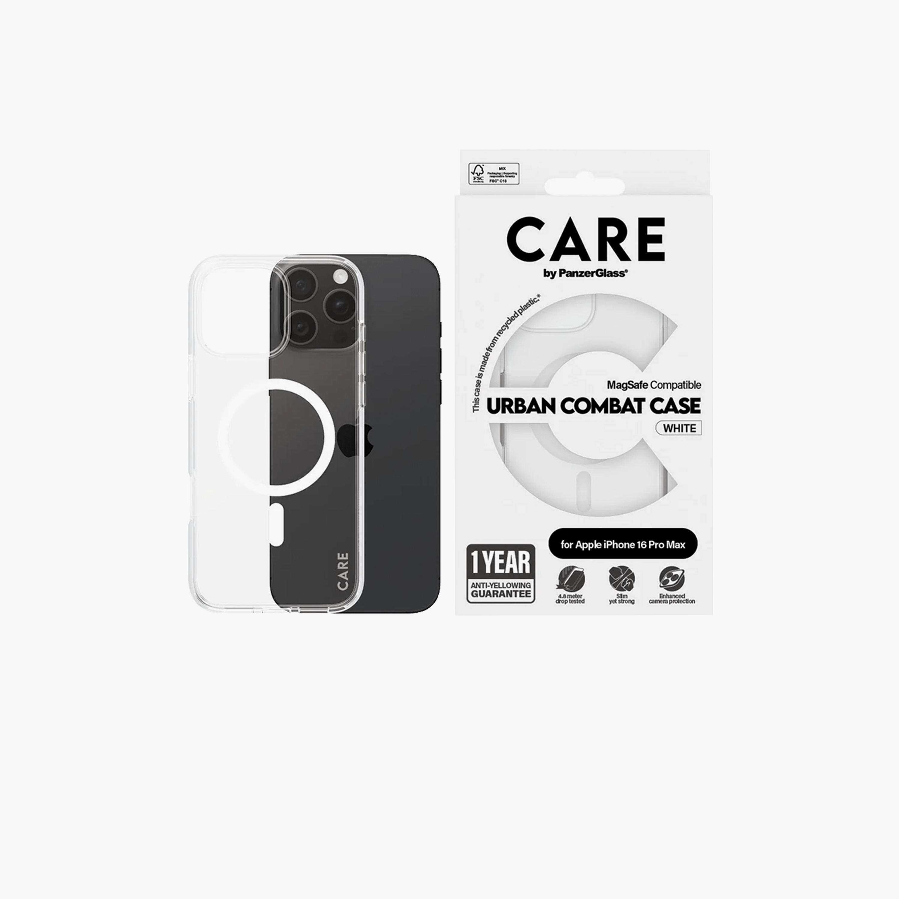 Panzer Glass CARE Flagship Urban Combat Case with MagSafe for iPhone 16 Pro Max - Clear White-electronics-accessories-mobileaccesories-image-1