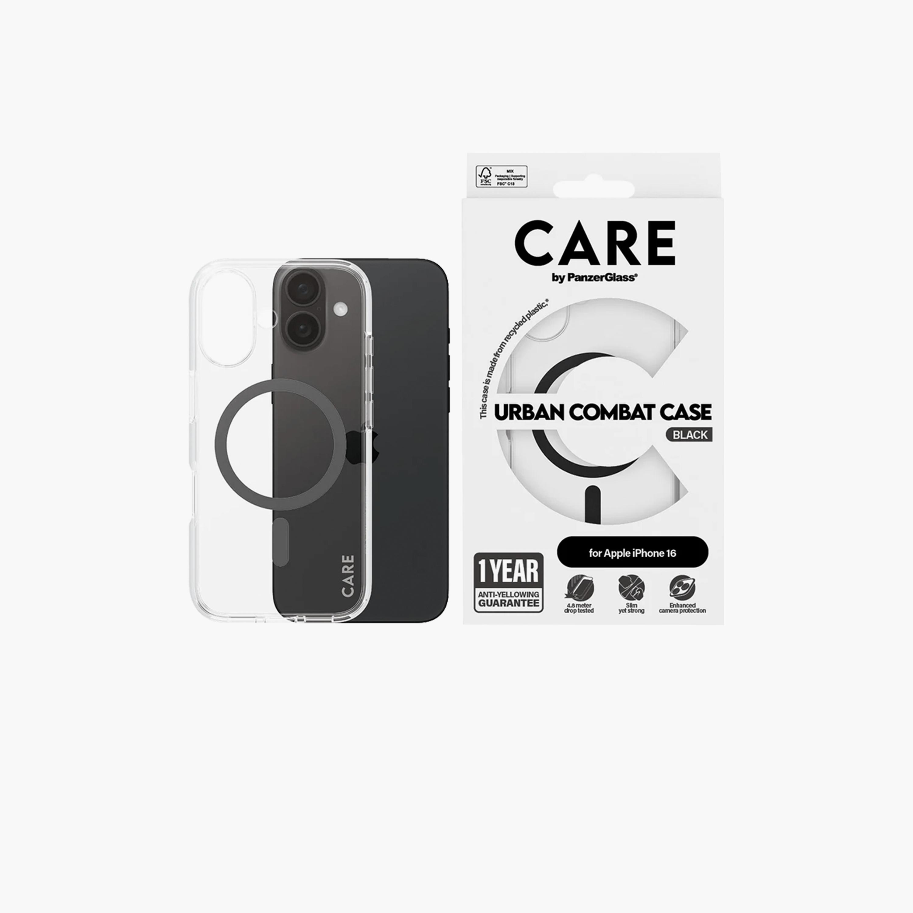 Panzer Glass CARE Flagship Urban Combat Case with MagSafe for iPhone 16 - Clear Black-electronics-accessories-mobileaccesories-image-1