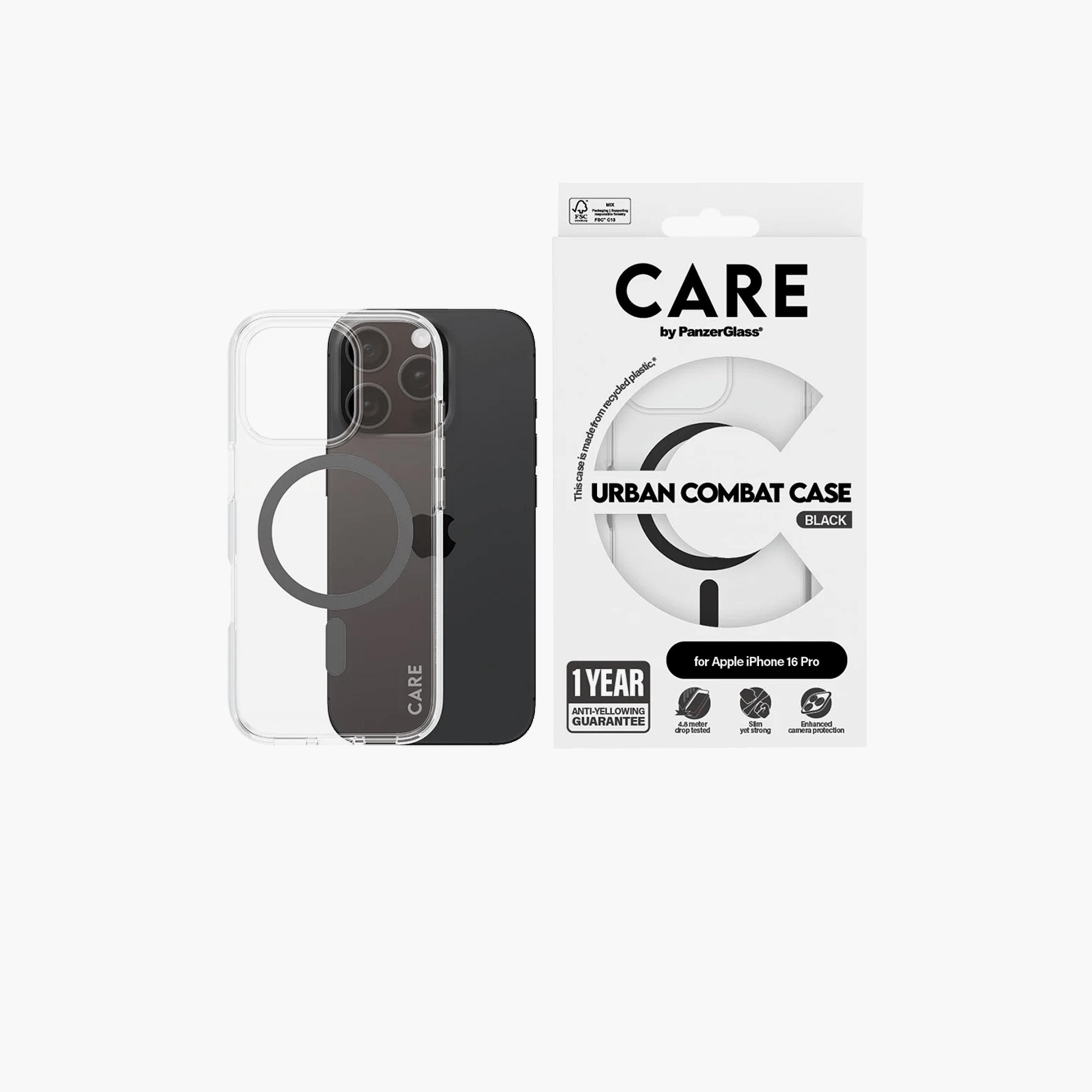 Panzer Glass CARE Flagship Urban Combat Case with MagSafe for iPhone 16 Pro - Clear Black-electronics-accessories-mobileaccesories-image-1