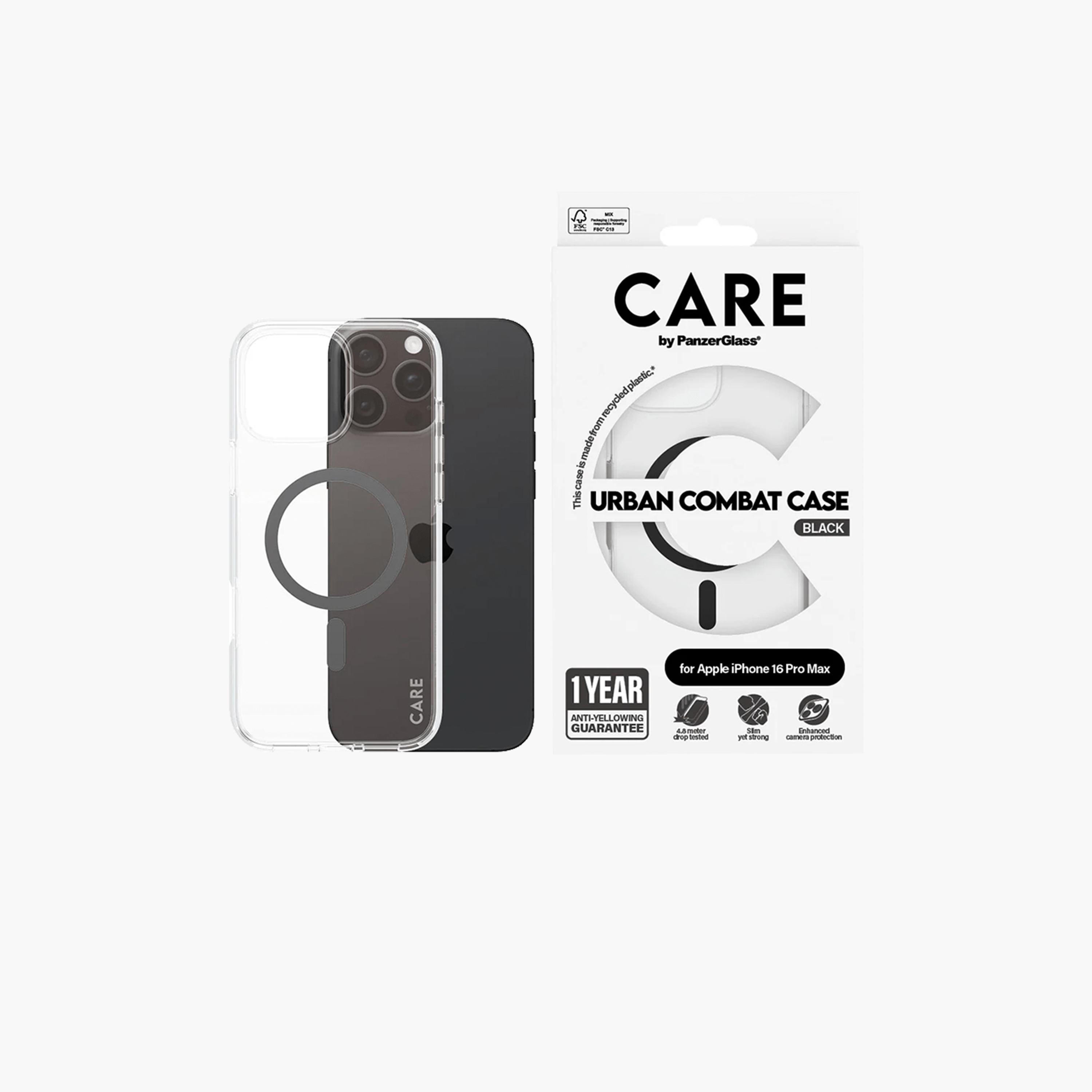 Panzer Glass CARE Flagship Urban Combat Case with MagSafe for iPhone 16 Pro Max - Clear Black-electronics-accessories-mobileaccesories-image-1