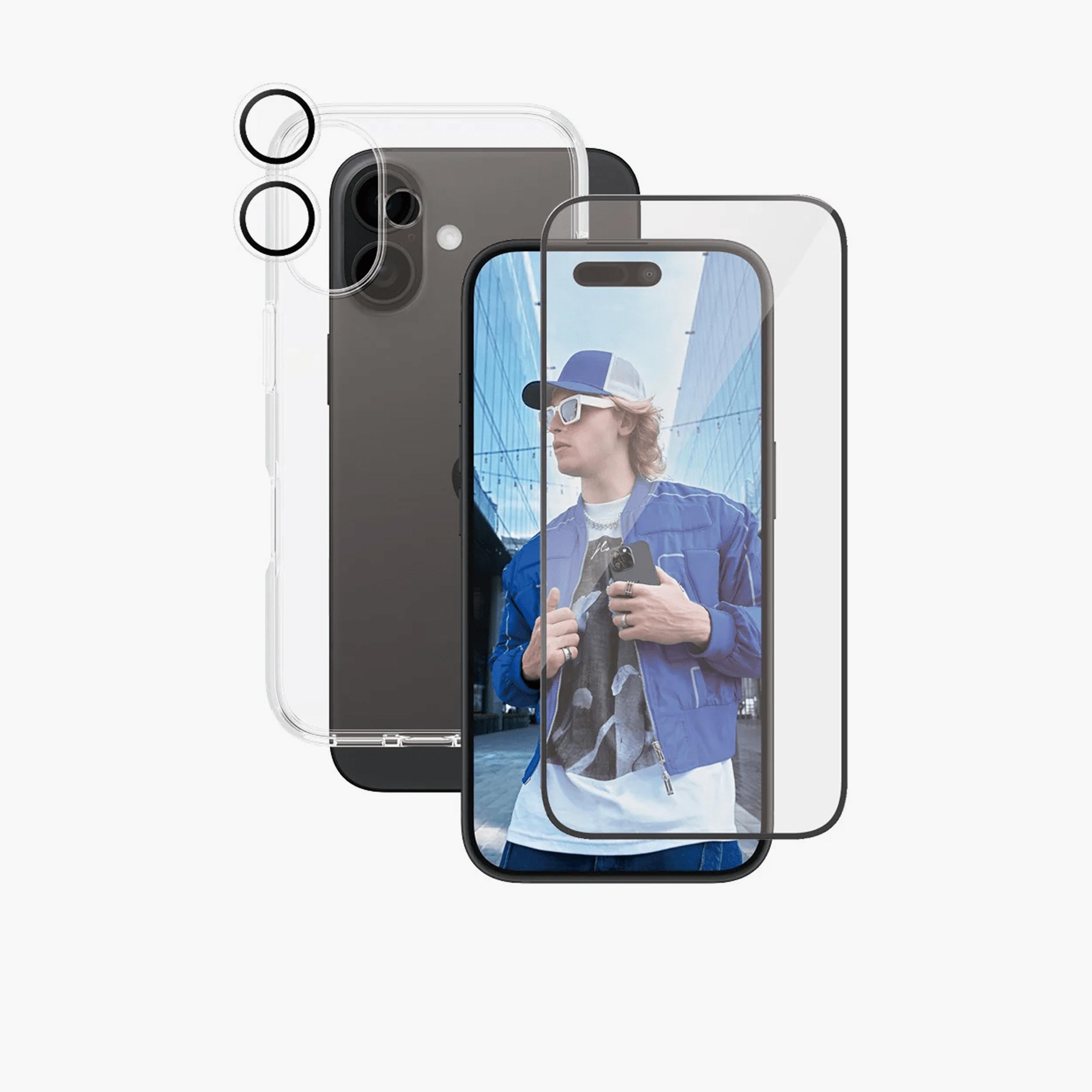 بانزر جلاس - مجموعة كير فلاغ شيب 3 في 1 لهاتف آي فون 16 - شفاف-electronics-accessories-mobileaccesories-image-2