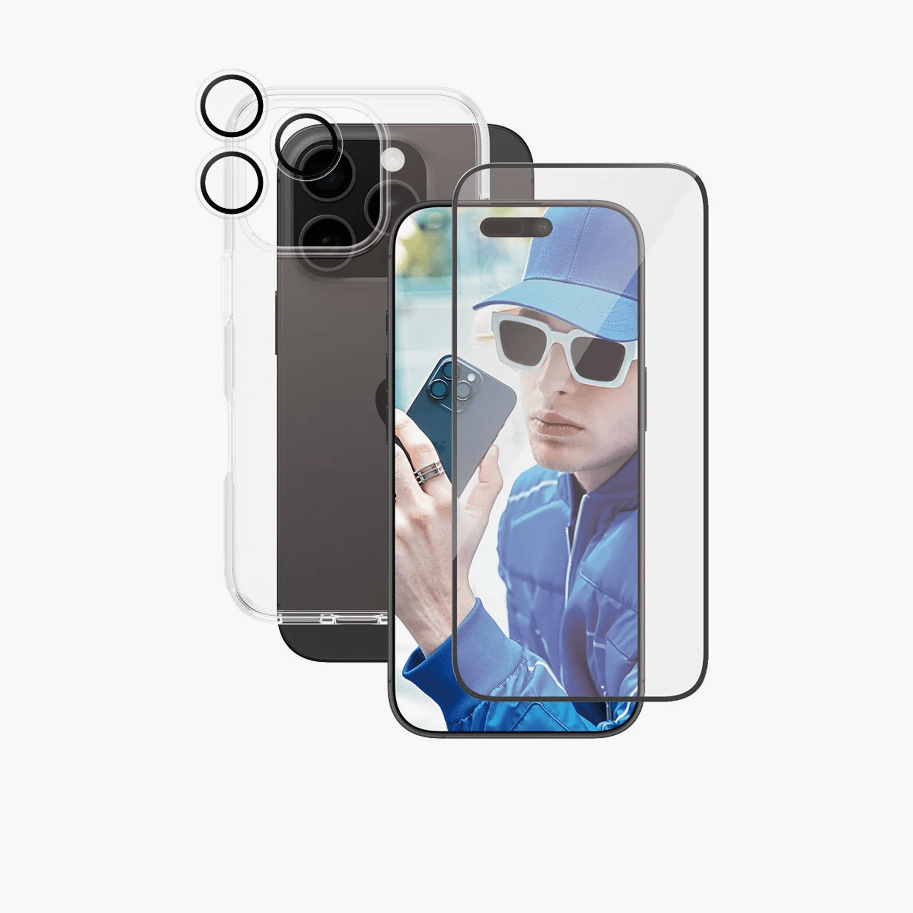 بانزر جلاس - مجموعة كير فلاغ شيب 3 في 1 لهاتف آي فون 16 برو - شفاف-electronics-accessories-mobileaccesories-image-2