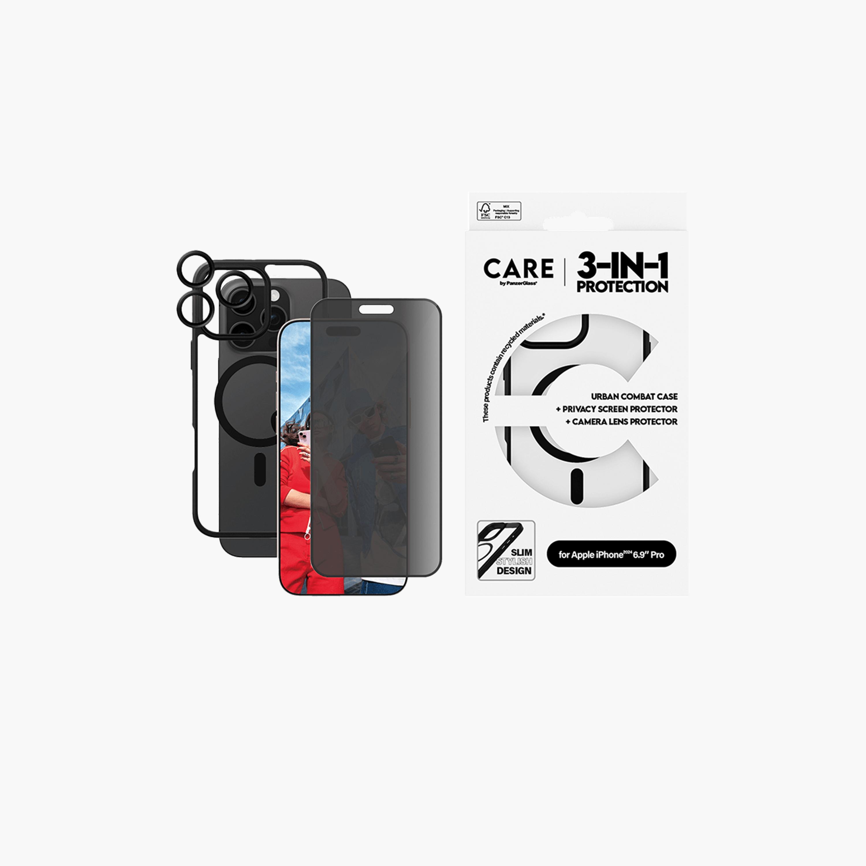 Panzer Glass CARE Flagship 3-in-1 Protection Package for iPhone 16 Pro Max - Privacy-electronics-accessories-mobileaccesories-image-1