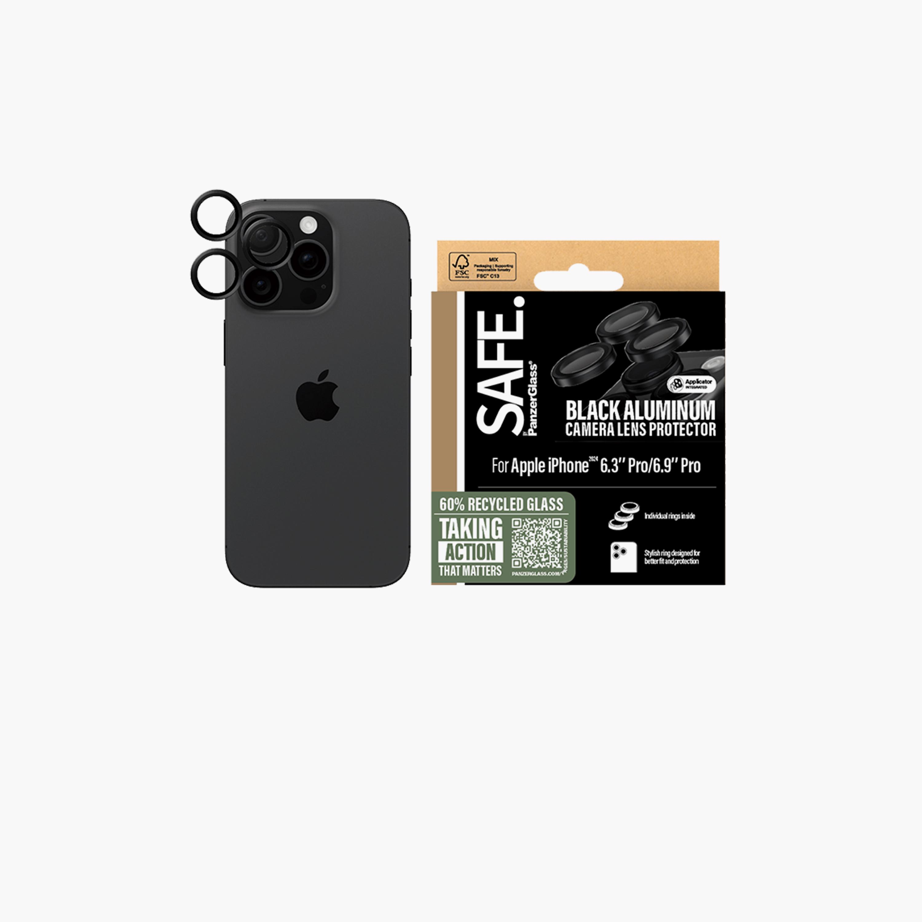 Panzer Glass SAFE Camera Lens Protector for iPhone 16 Pro/16 Pro Max - Black-electronics-accessories-mobileaccesories-image-1