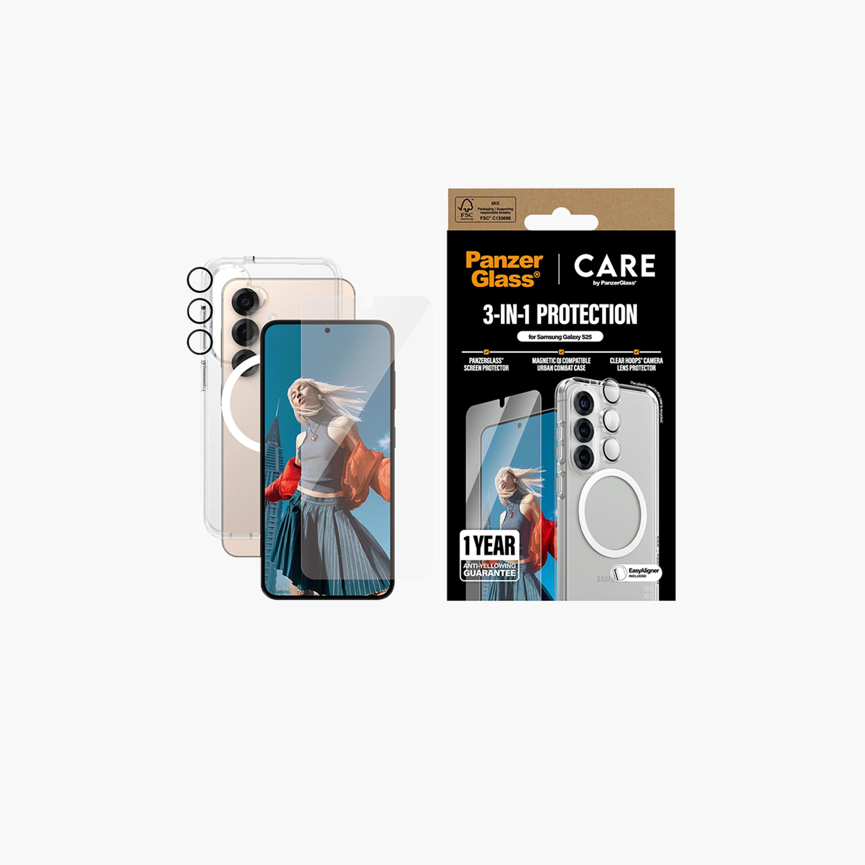 Panzer Glass CARE Flagship 3-in-1 Protection Package Samsung Galaxy S25 - Clear-electronics-accessories-mobileaccesories-image-1