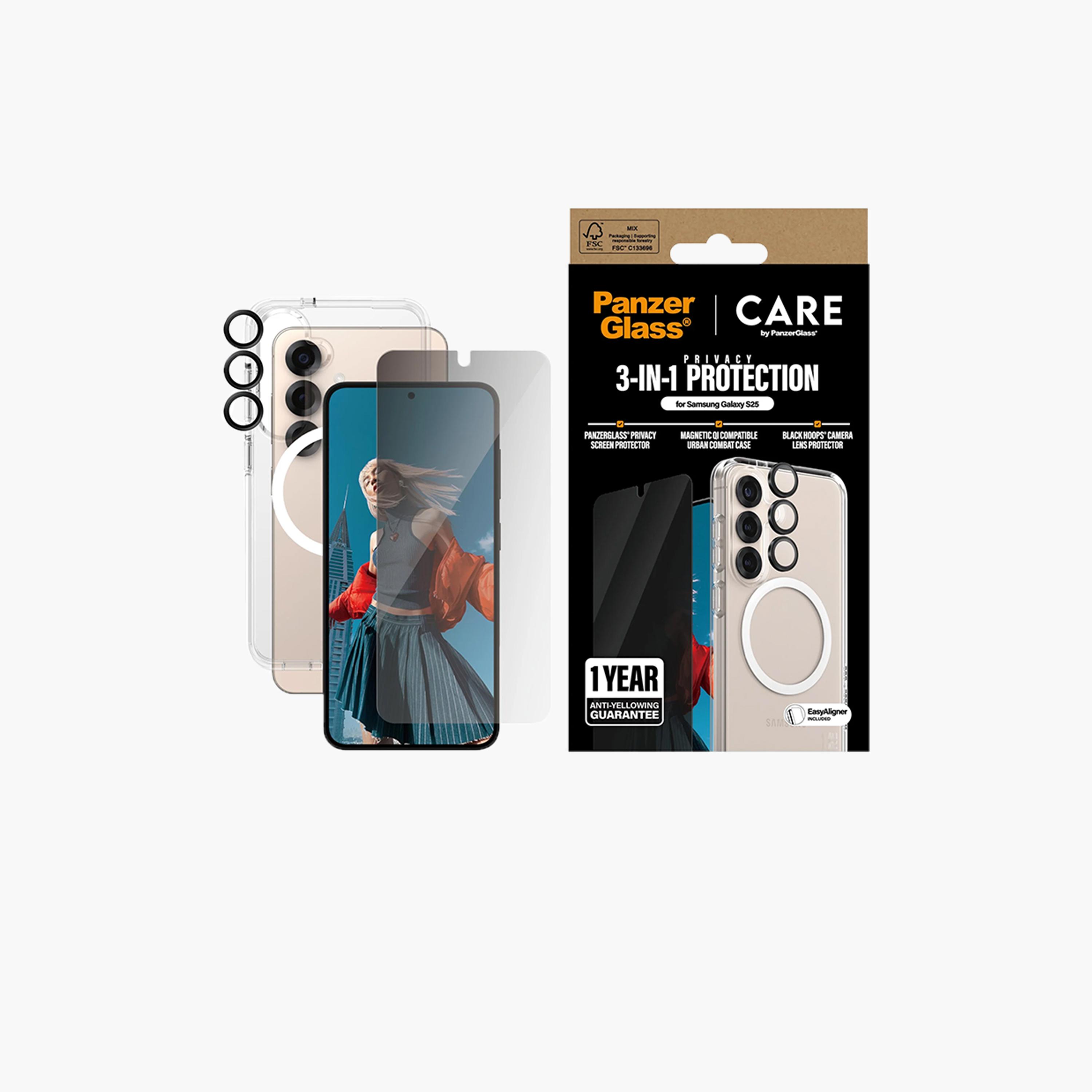 بانزر جلاس - باقة الحماية الشاملة 3 في 1 من كير لهاتف سامسونج جالاكسي S25 - الخصوصية-electronics-accessories-mobileaccesories-image-1