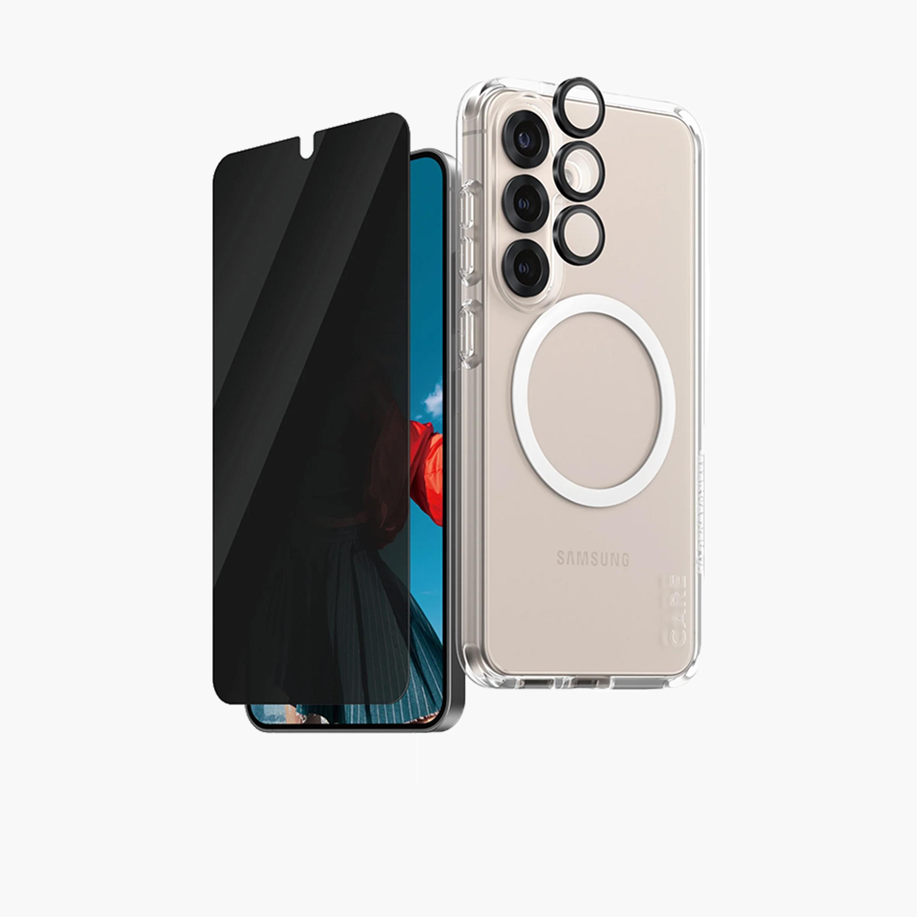 بانزر جلاس - باقة الحماية الشاملة 3 في 1 من كير لهاتف سامسونج جالاكسي S25 - الخصوصية-electronics-accessories-mobileaccesories-image-2