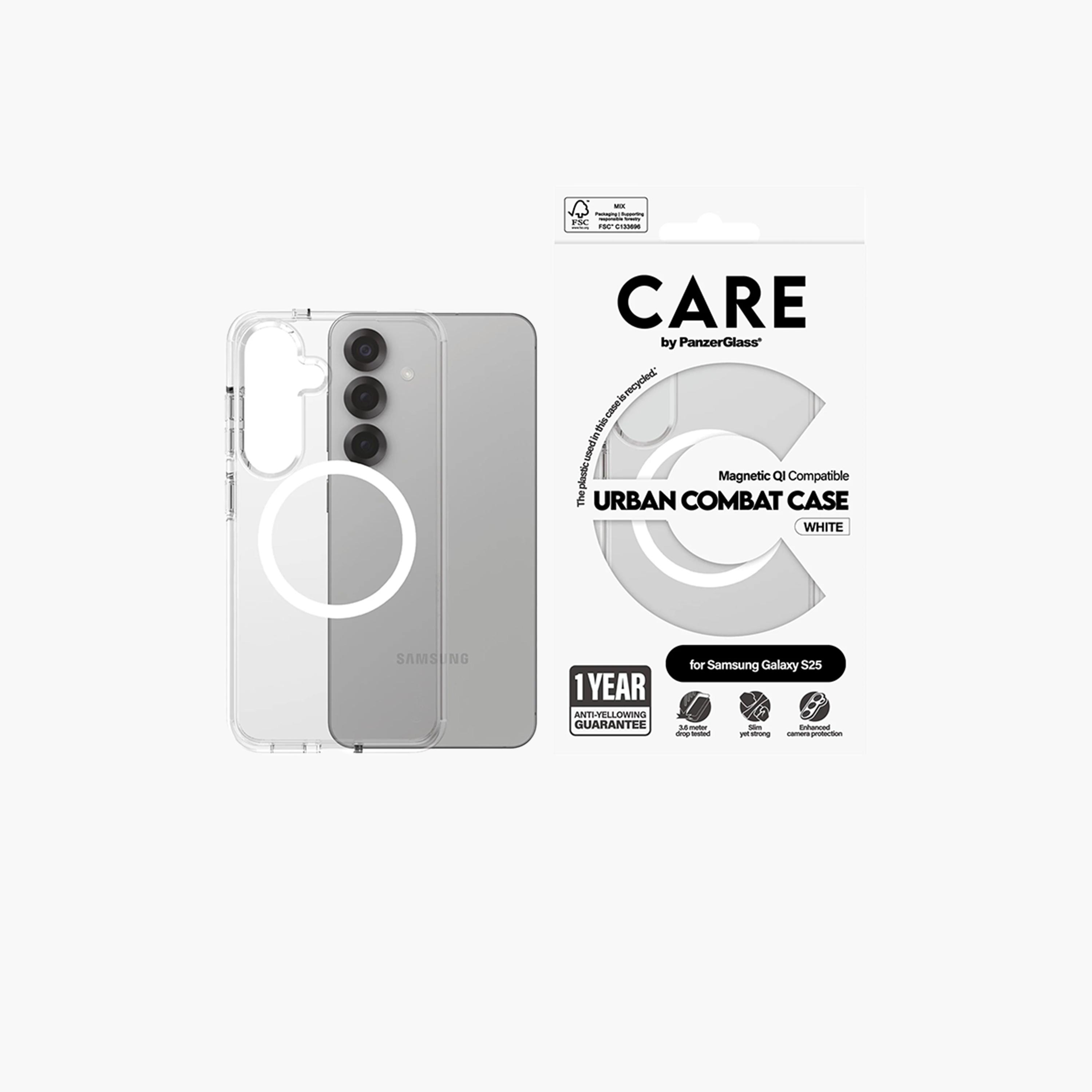 Panzer Glass CARE Flagship Qi White Case for Samsung Galaxy S25 - Clear-electronics-accessories-mobileaccesories-image-1