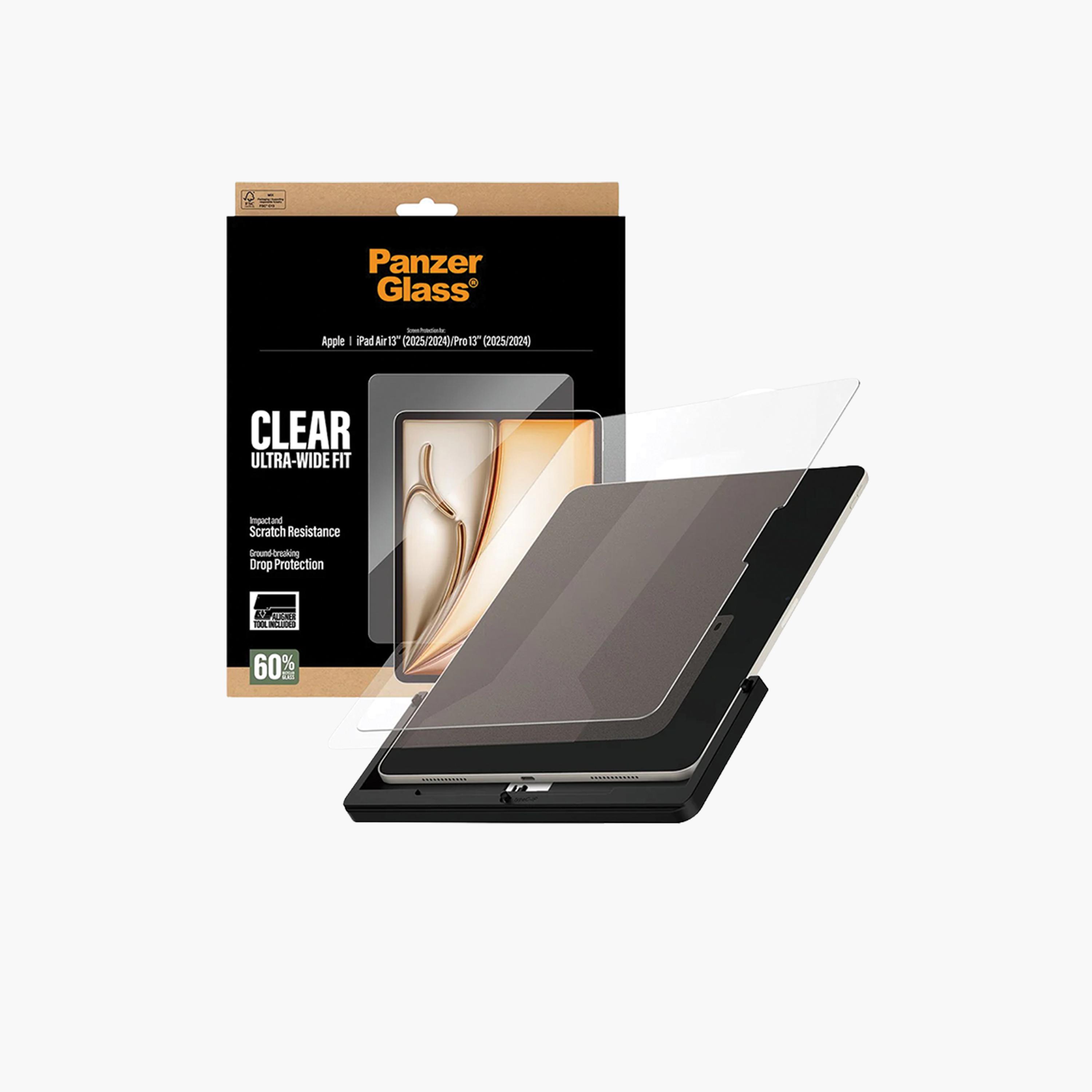 Panzer Glass Ultra-Wide Fit Screen Protector with Fastfit Tool for iPad Air 13" 2024-2025/iPad Pro 13" 2024-2025 - Clear-electronics-accessories-mobileaccesories-image-1