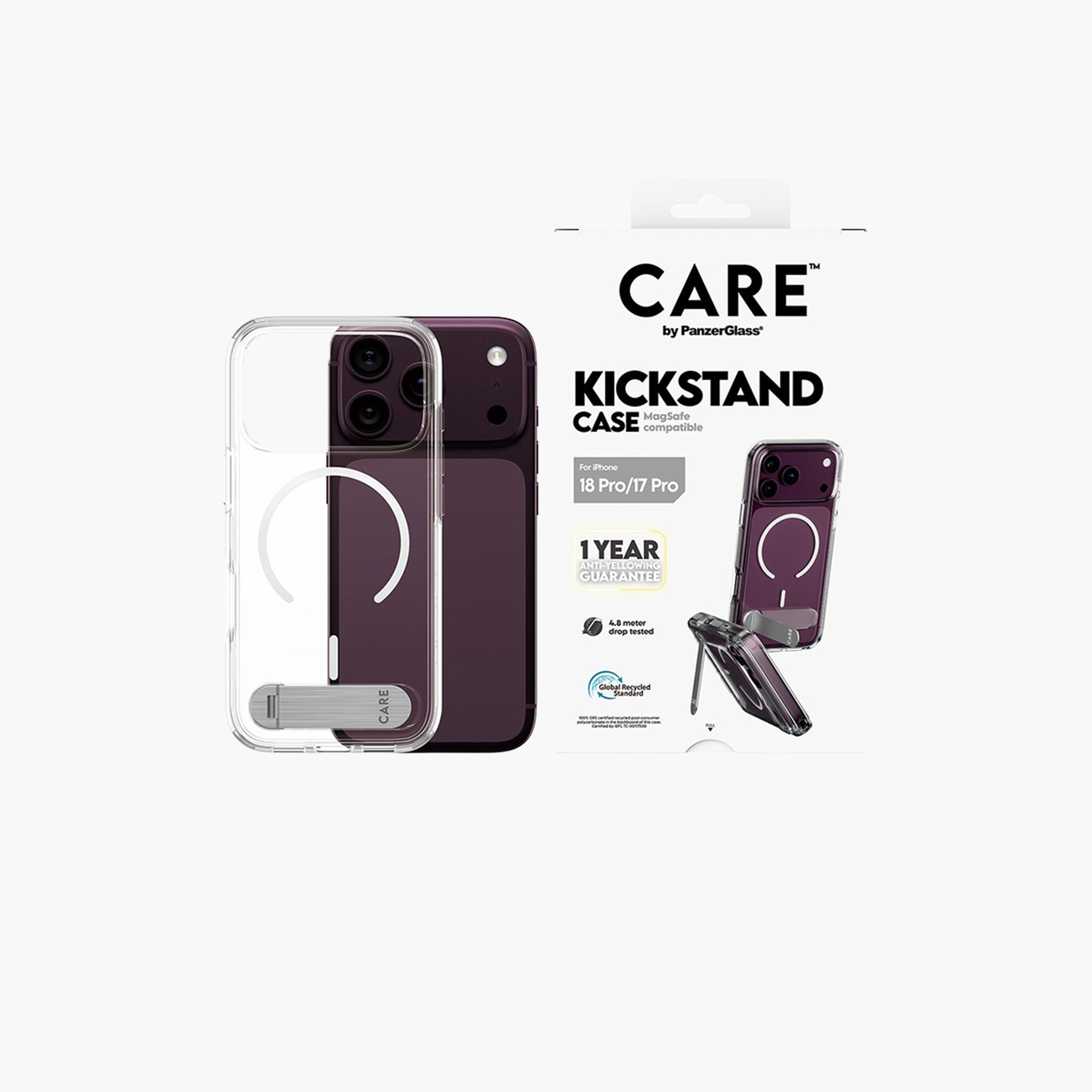 Panzer Glass CARE Kickstand Case with White MagSafe for iPhone 18 Pro - Clear-electronics-accessories-mobileaccesories-image-1