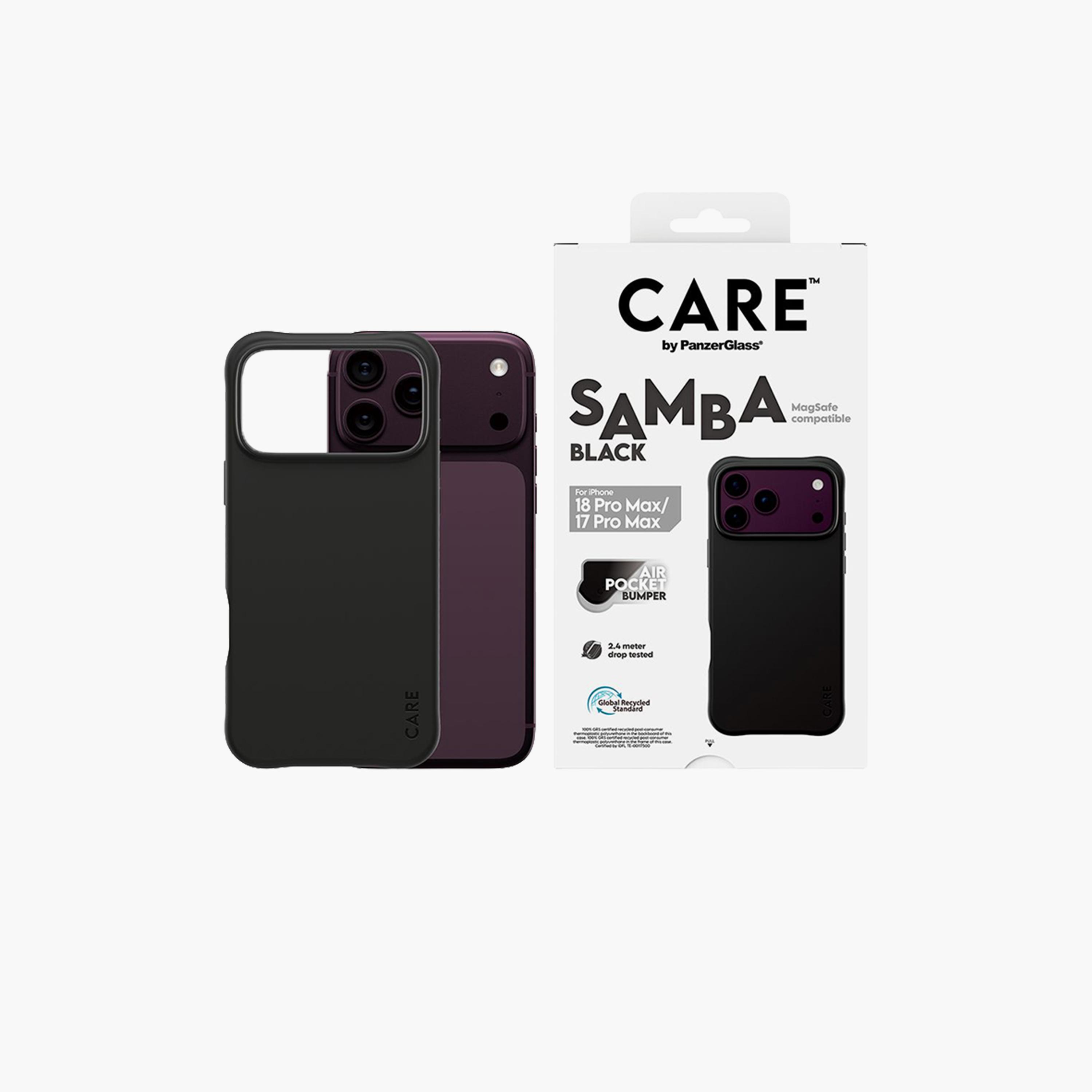 بانزر جلاس - حافظة هاتف كير سامبا دعم تقنية Magسيف لهاتف آي فون 18 برو ماكس - أسود-electronics-accessories-mobileaccesories-image-1