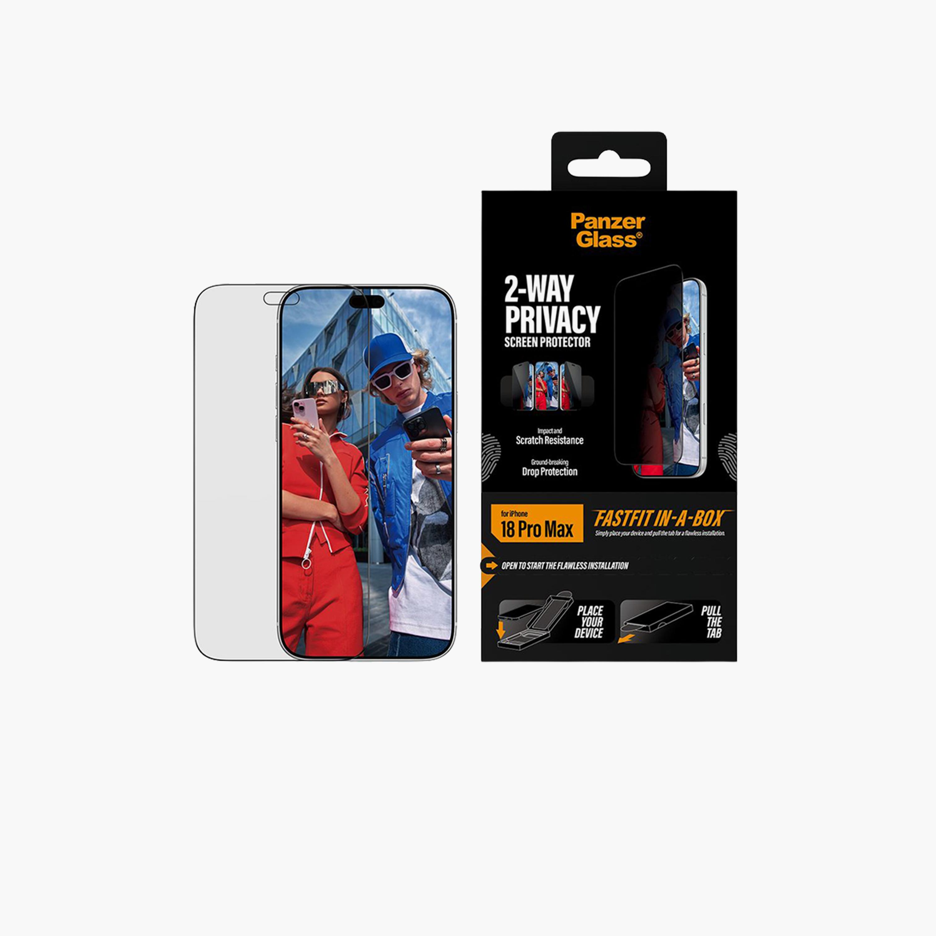 Panzer Glass 2-Way Privacy Ultra-Wide Fit Screen Protector with FastFit In-a-Box for iPhone 18 Pro Max - Privacy-electronics-accessories-mobileaccesories-image-1