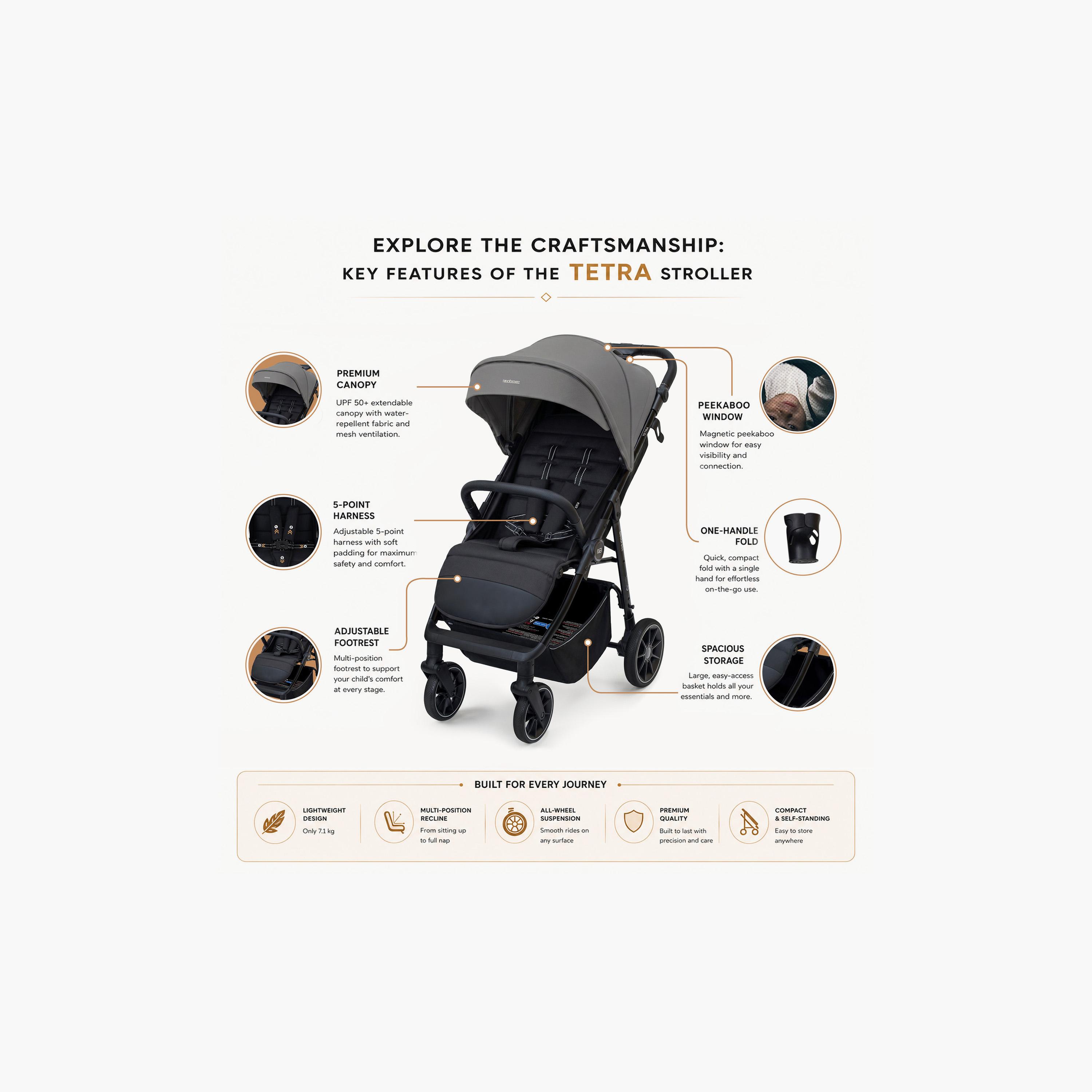عربة أطفال تترا مع حامل كوب ومظلة من نيوبريز-baby-gear-strollersandprams-strollers-image-9