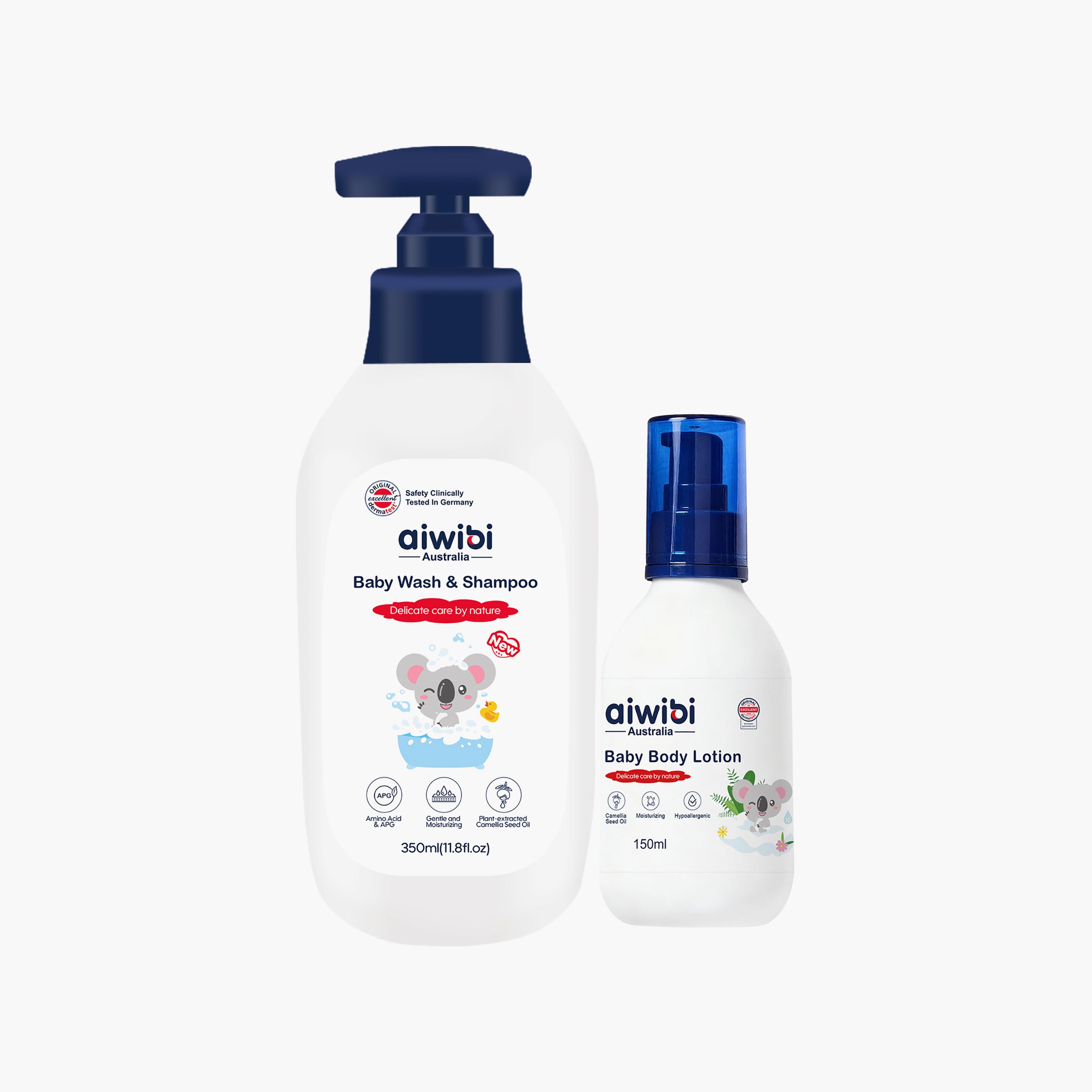 Aiwibi Baby Wash & Shampoo with Body Lotion - 350 + 150 ml-baby-bathandcare-hairbodyskincare-bodywashandsoaps-image-1