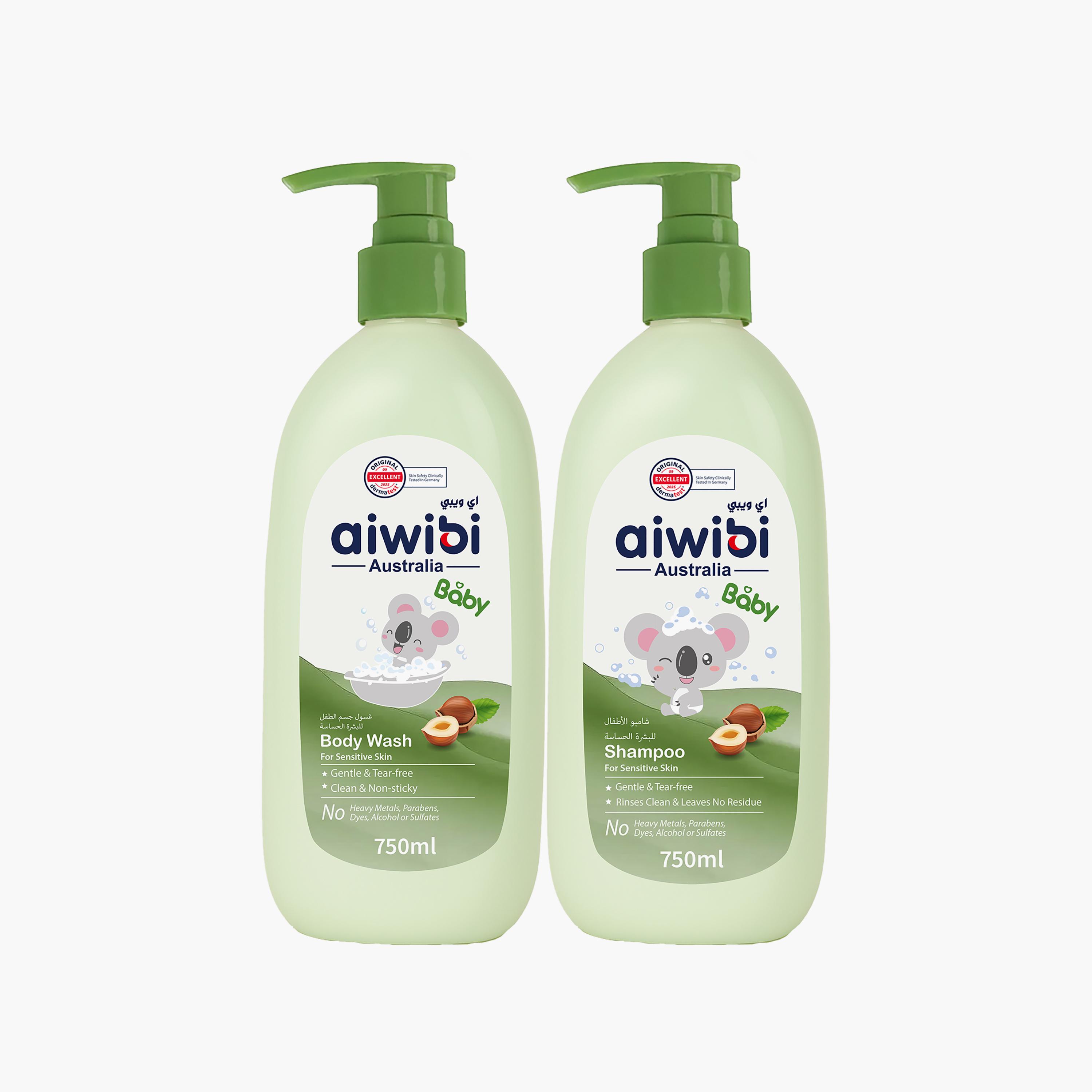غسول جسم وشامبو للأطفال من أيوِبي - 750 + 750 مل-baby-bathandcare-hairbodyskincare-bodywashandsoaps-image-1