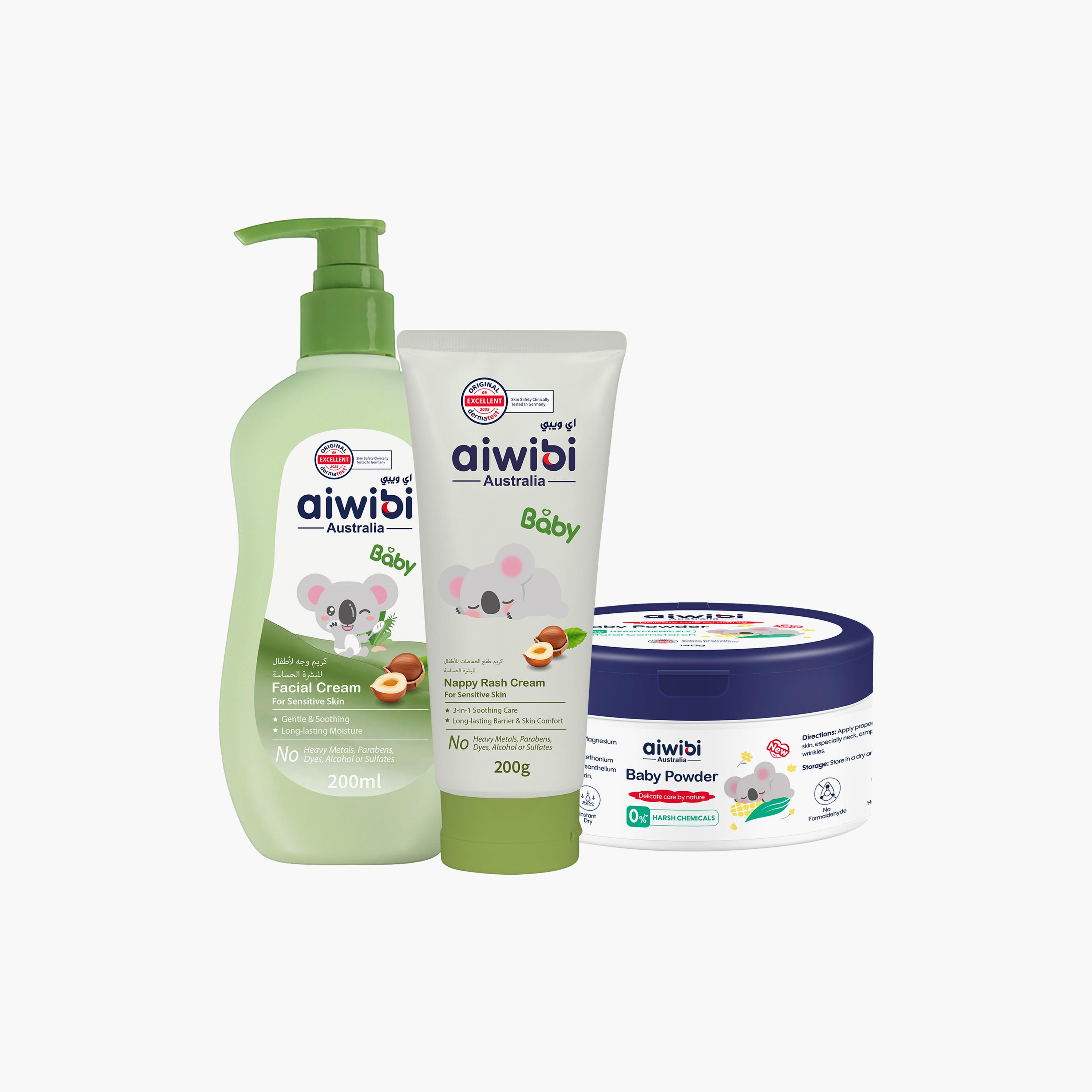 Aiwibi Baby Facial Cream with Nappy Rash Cream & Powder-baby-bathandcare-hairbodyskincare-lotionsandcreams-image-1